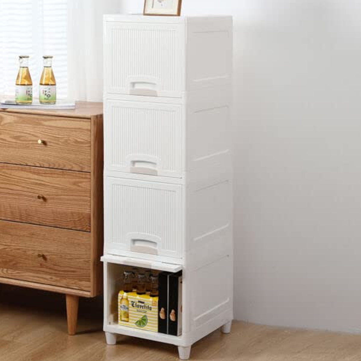 Multipurpose Storage Cabinet Storage Solutions Plastic Drawers Multi Layer Wardrobe Storage Drawers Foldable Multipurpose Drawer Units For Kitchen Bathroom Bedroom Cloth (4 Layer) - Happy Price - Image 3