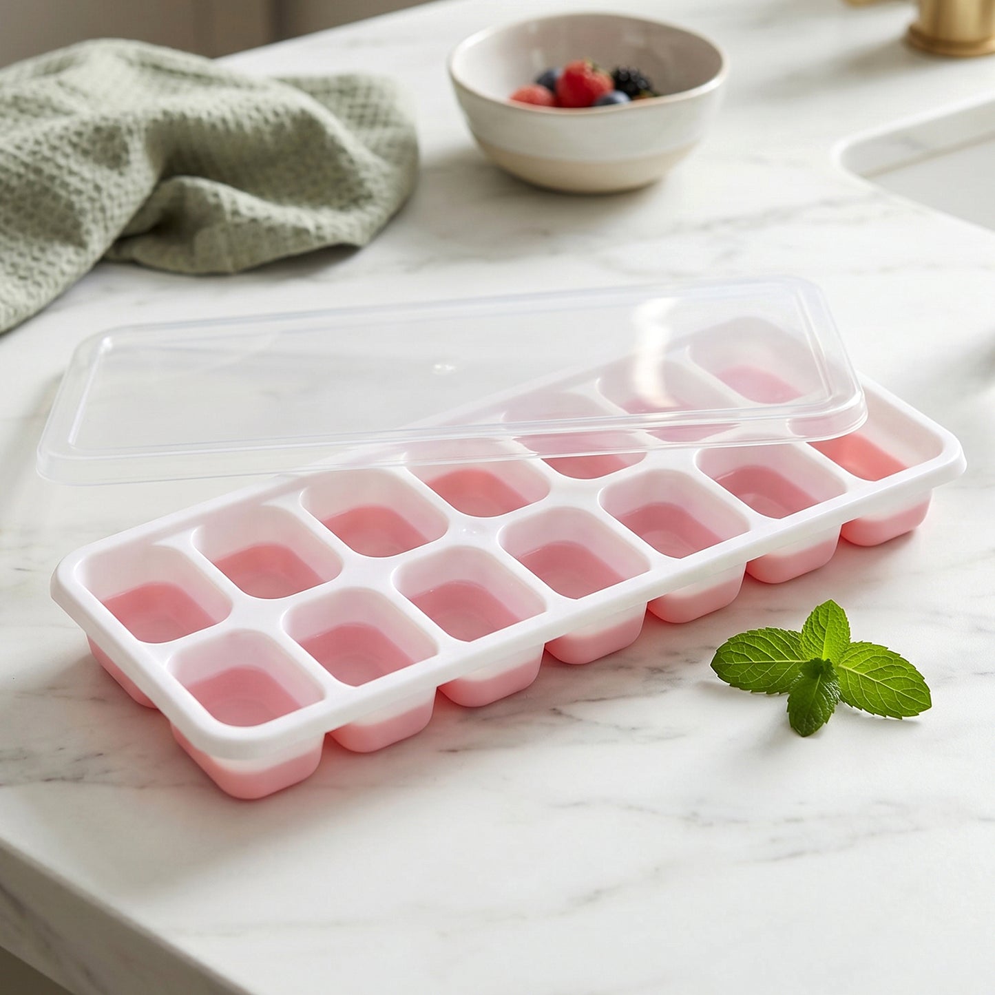 Set of 2 Plastic Ice Cube Trays with Lids - 14 Grids Each - Happy Price - Image 6