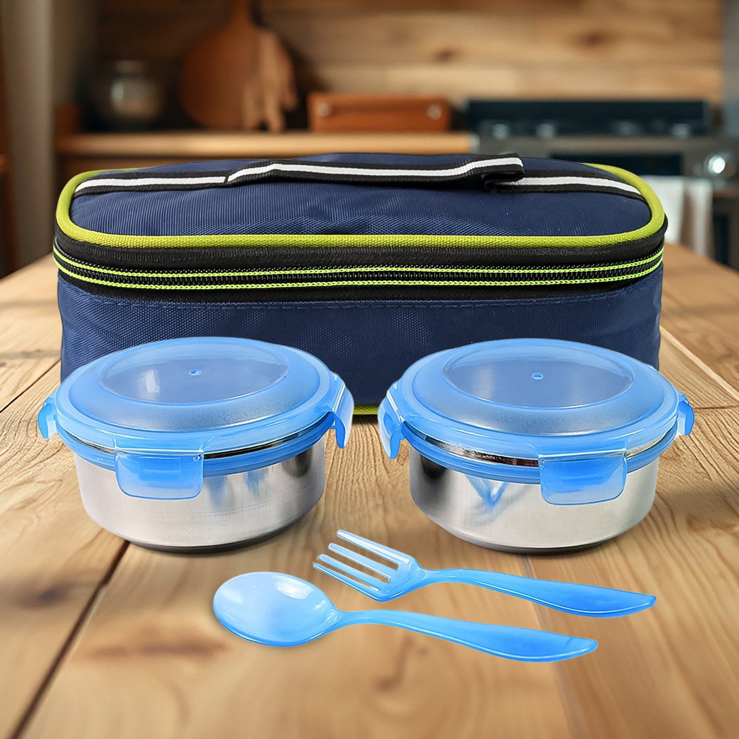 Bite Lunch Box With Insulated Fabric Lunch Bag Plastic Spoon Fork - Happy Price - Image 2