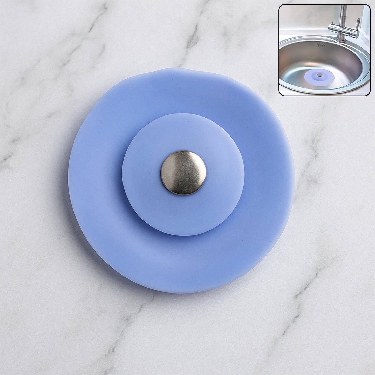 Creative 2-in-1 Blue Silicone Sewer Sink Sealer Cover Drainer (Multicolour 1 Pc) - Happy Price - Image 2