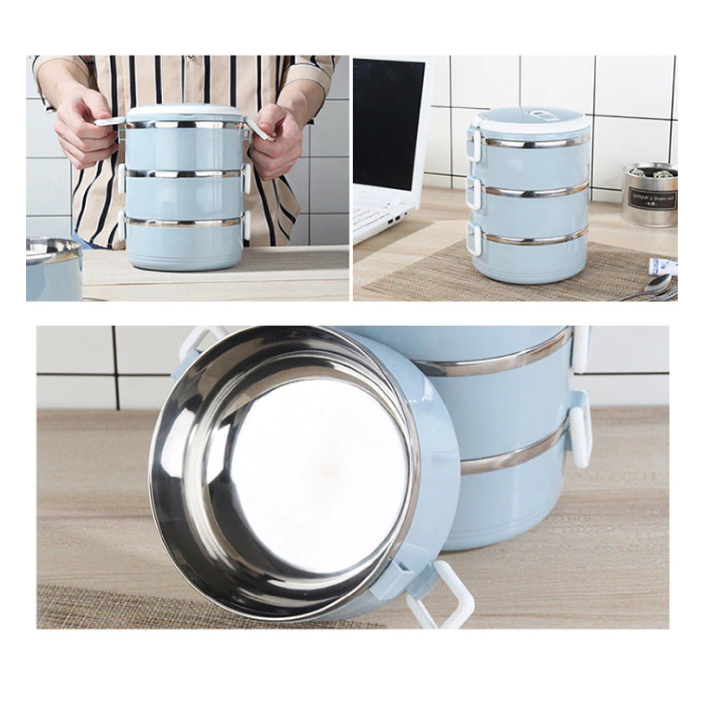 Multi Layer Stainless Steel Hot Lunch Box (3 Layer) - Happy Price - Image 5