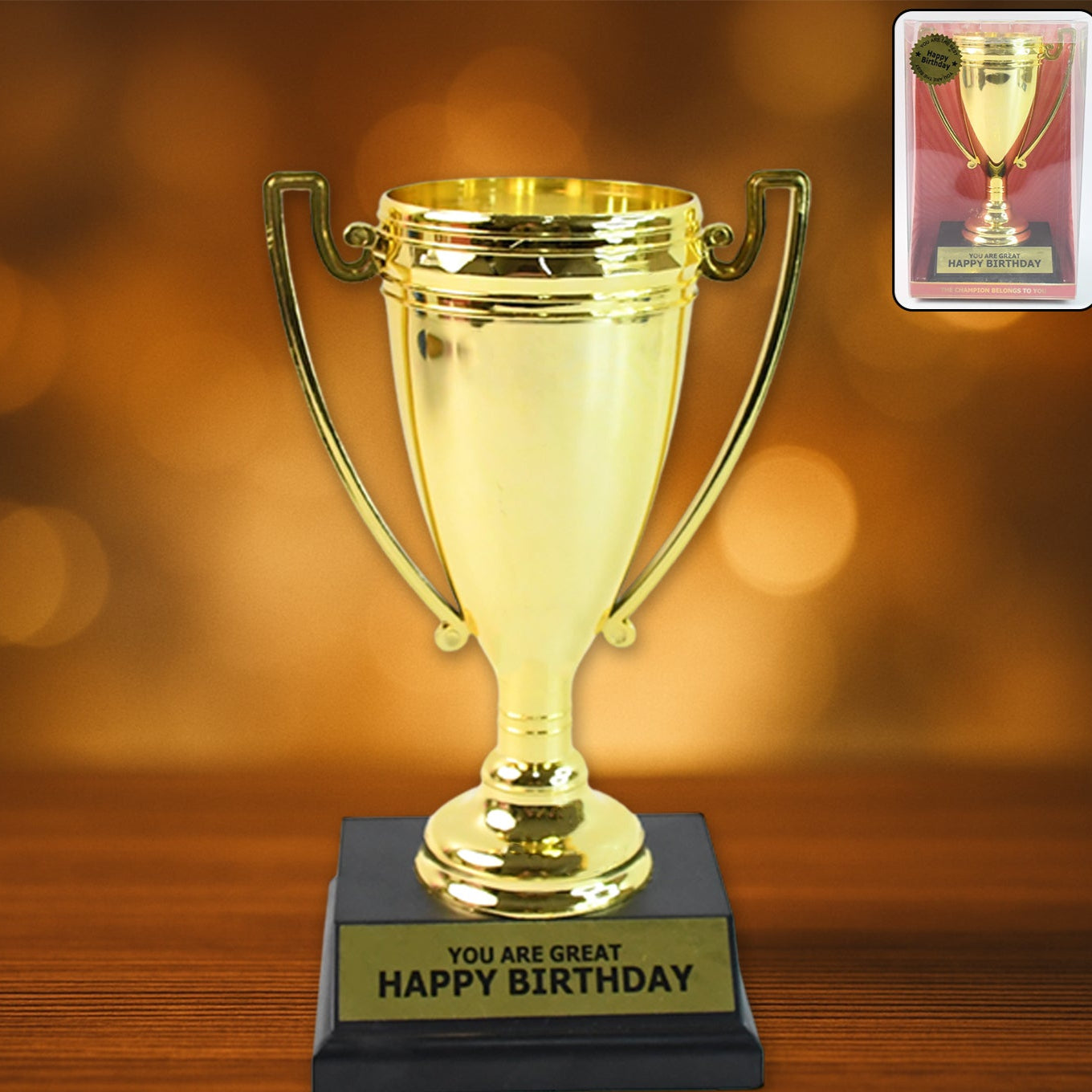 Golden Birthday Trophy You Are Great Happy Birthday Plastic Award With Base - Happy Price - Image 1