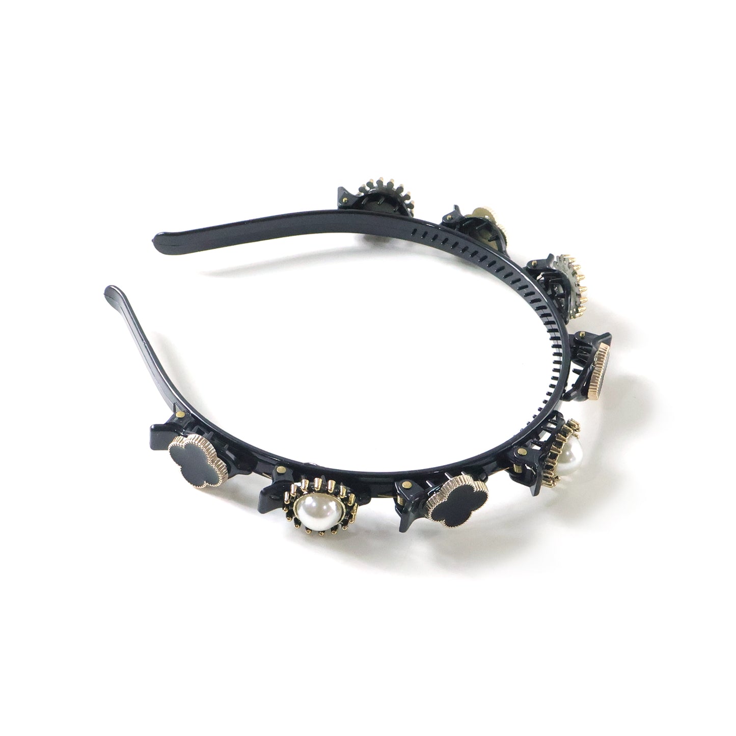 Premium Decorative Headband Stylish Black Gold Finish Hair Band (1 Pc)