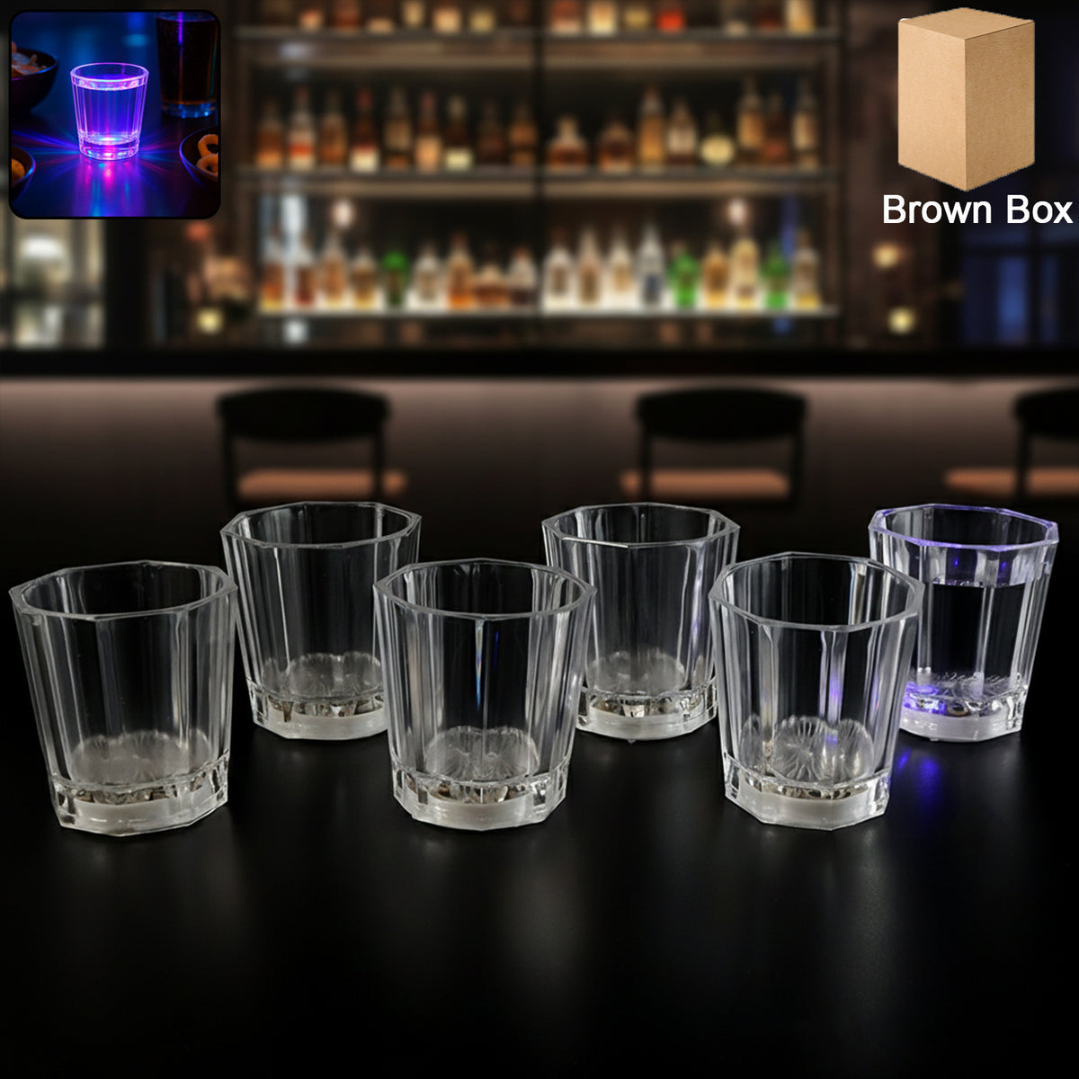 LED Shot Glasses Set of 6 Pcs with Faceted Design for Parties - Happy Price - Image 2