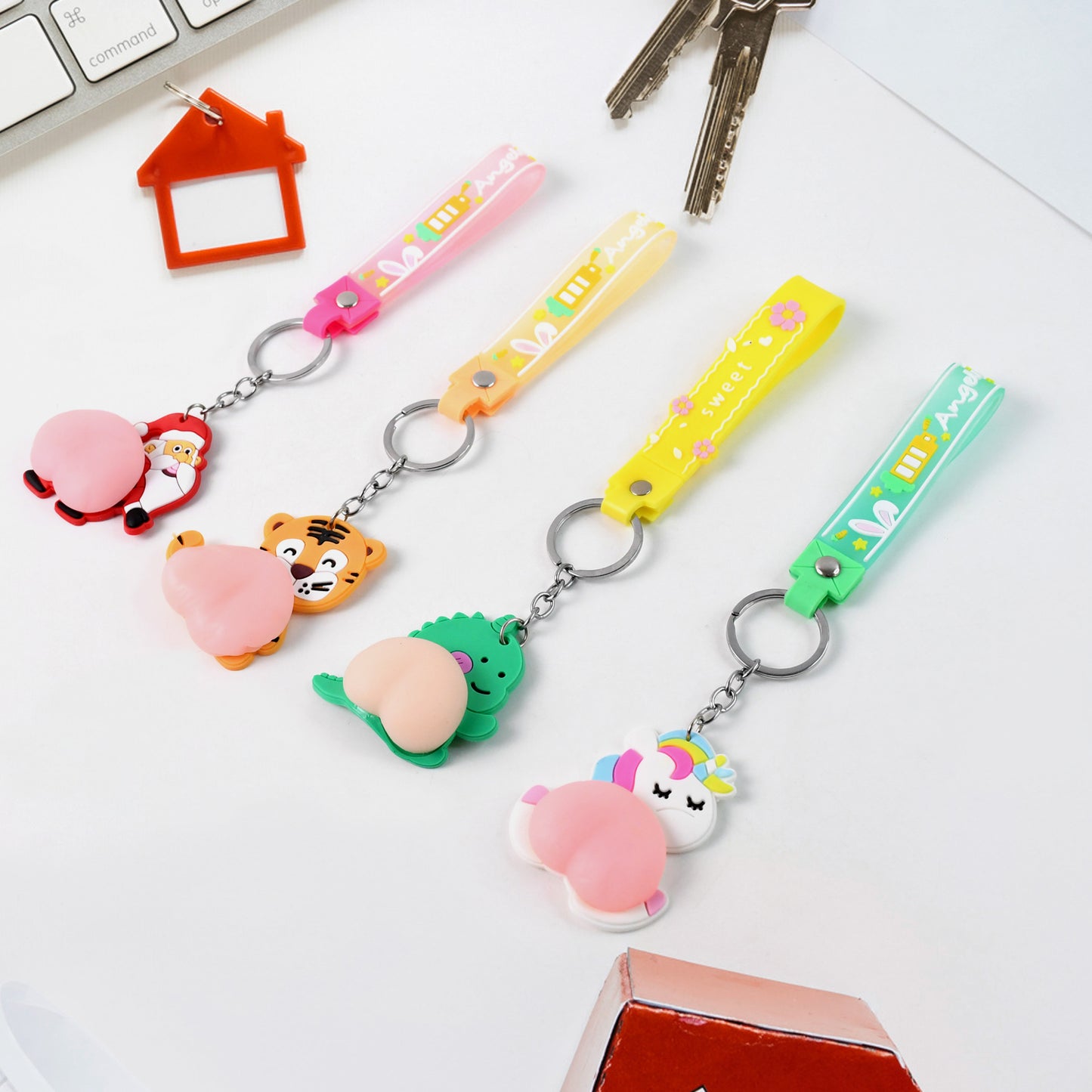 Silicone Keychain With Wrist Strap Squeeze Toy (1 Pc Mix Design) - Happy Price - Image 5
