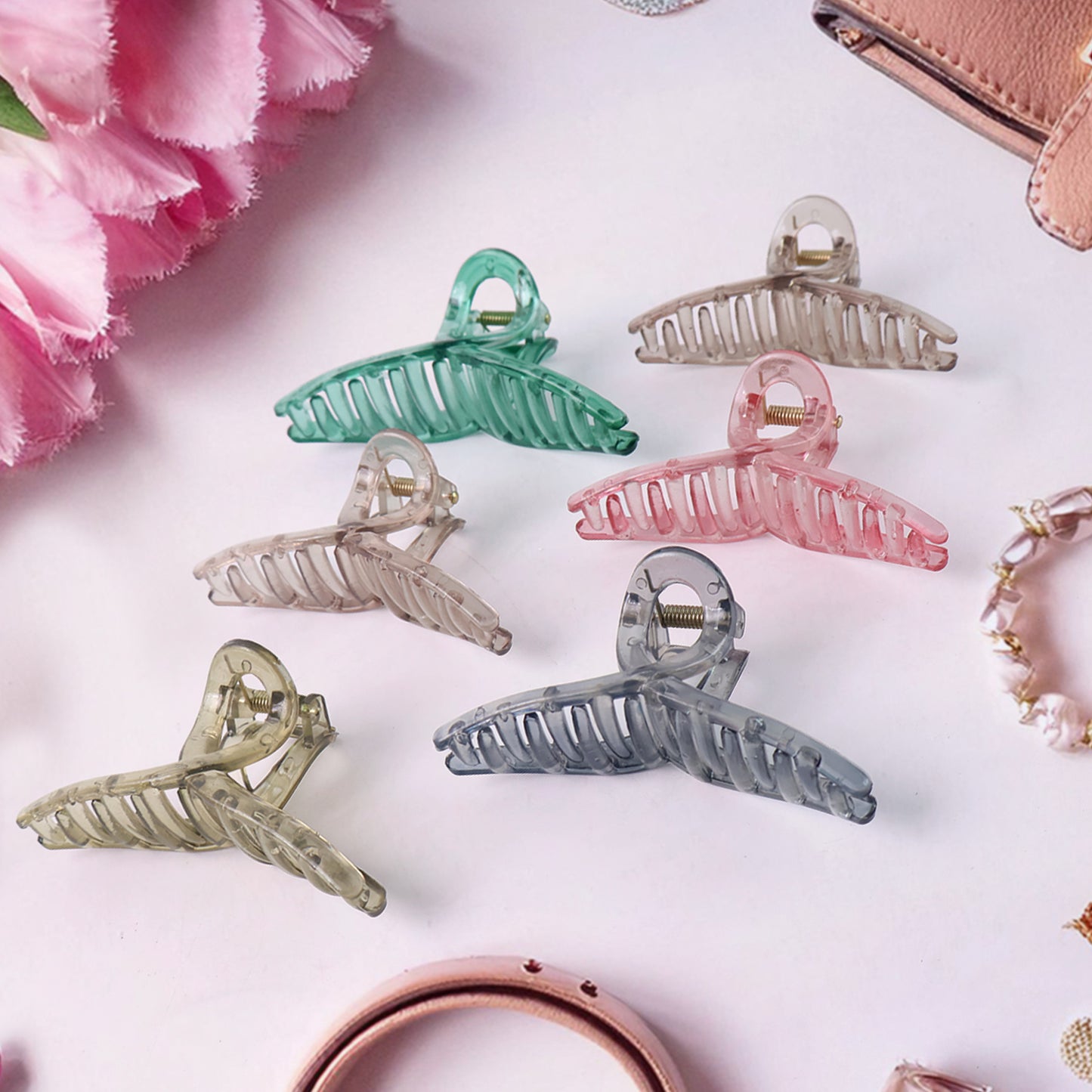 12 Pc Mix Design Multicolor Hair Clutcher Clips for Women & Girls - Happy Price - Image 2