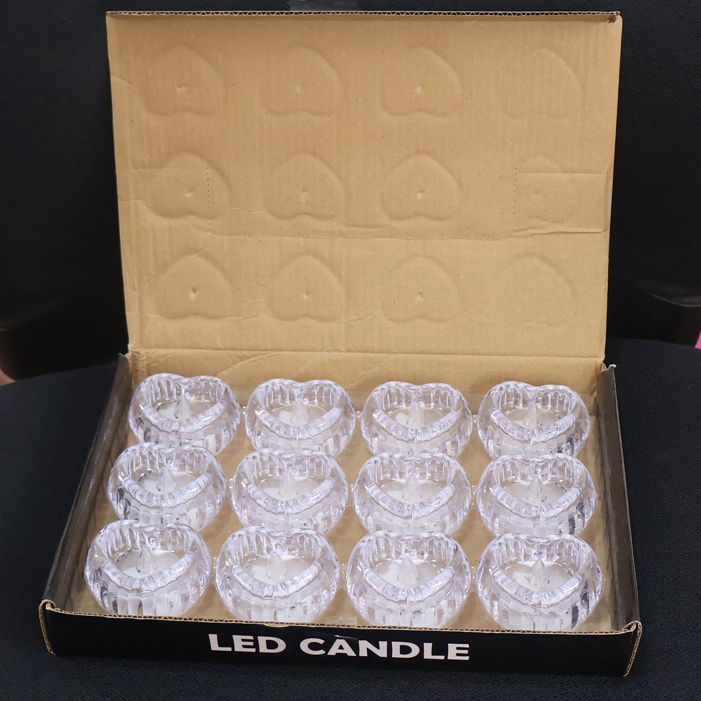 Set of 12 Heart Shaped Flameless LED Candles - Decorative Tealights for Ambiance - Happy Price - Image 7