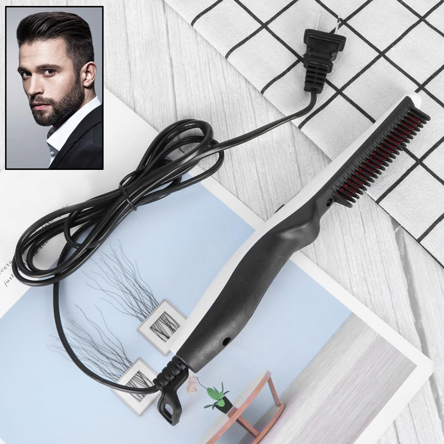 Electric Hair Styling Comb for Men & Women - Portable Beard Straightener (1 Pc) - Happy Price - Image 2