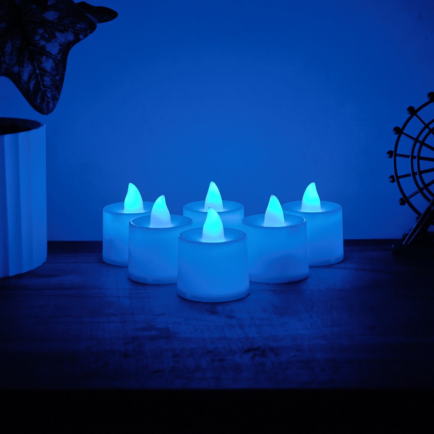 Blue LED Tea Light Candles - 6 Pc Set for Festive Ambiance - Happy Price - Image 4