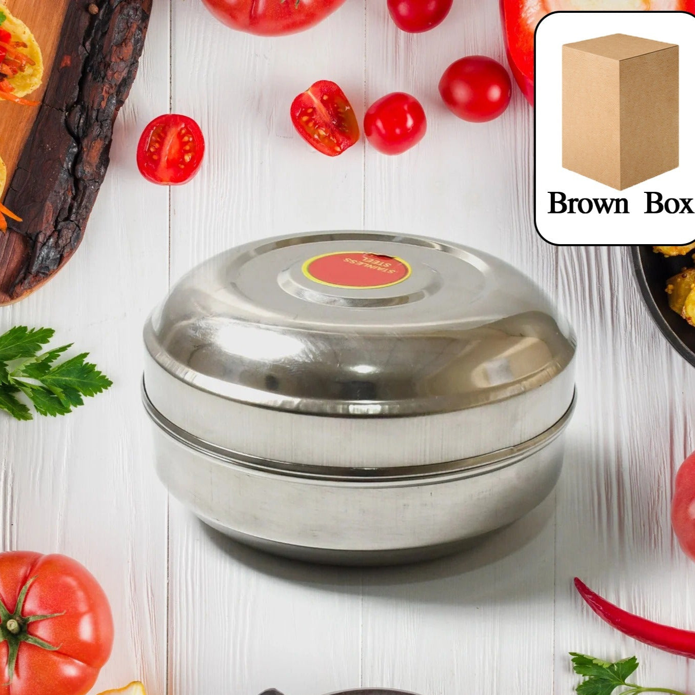 Multi-purpose Stainless Steel Round Shape Tiffin Box - Small Gift For Baby Girl And Baby Boy For Office School Tuition Picnic (Big) - Happy Price - Image 1