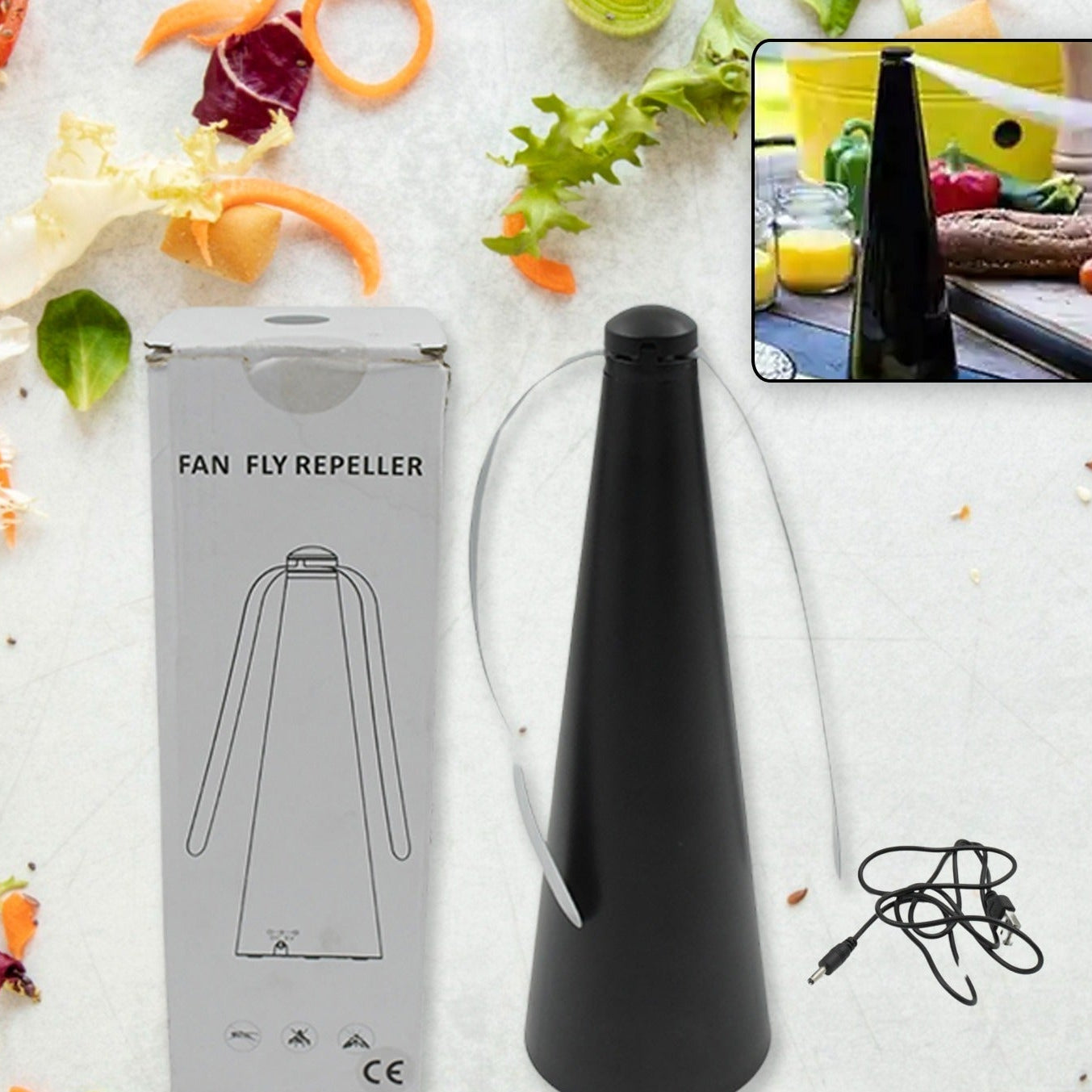 Portable Insect Repellent Fan - Battery/USB Operated Tabletop Fly Fan for Indoor & Outdoor Use - Happy Price - Image 1