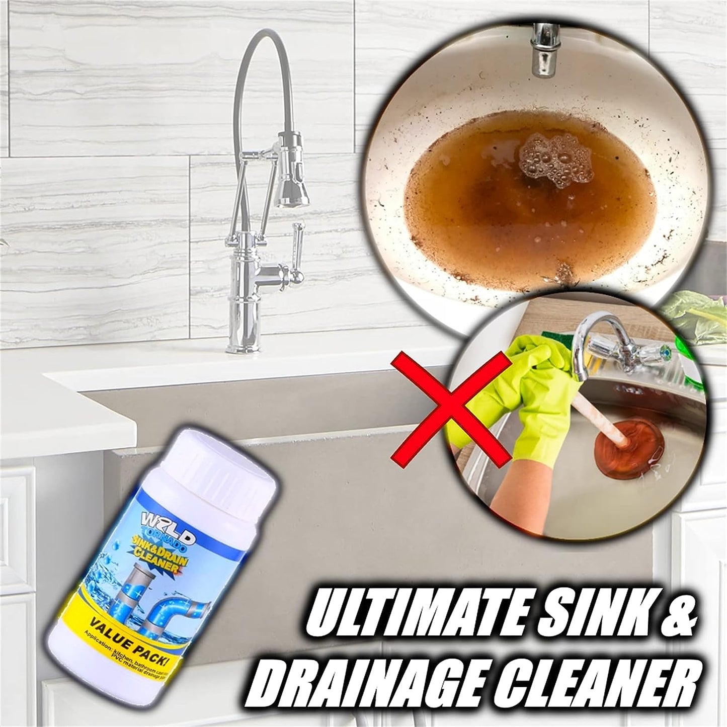 Powerful Sink And Drain Cleaner Portable Powder Cleaning Tool Super Clog Remover Chemical Powder Agent For Kitchen Toilet Pipe Dredging (110 Gm) - Happy Price - Image 6