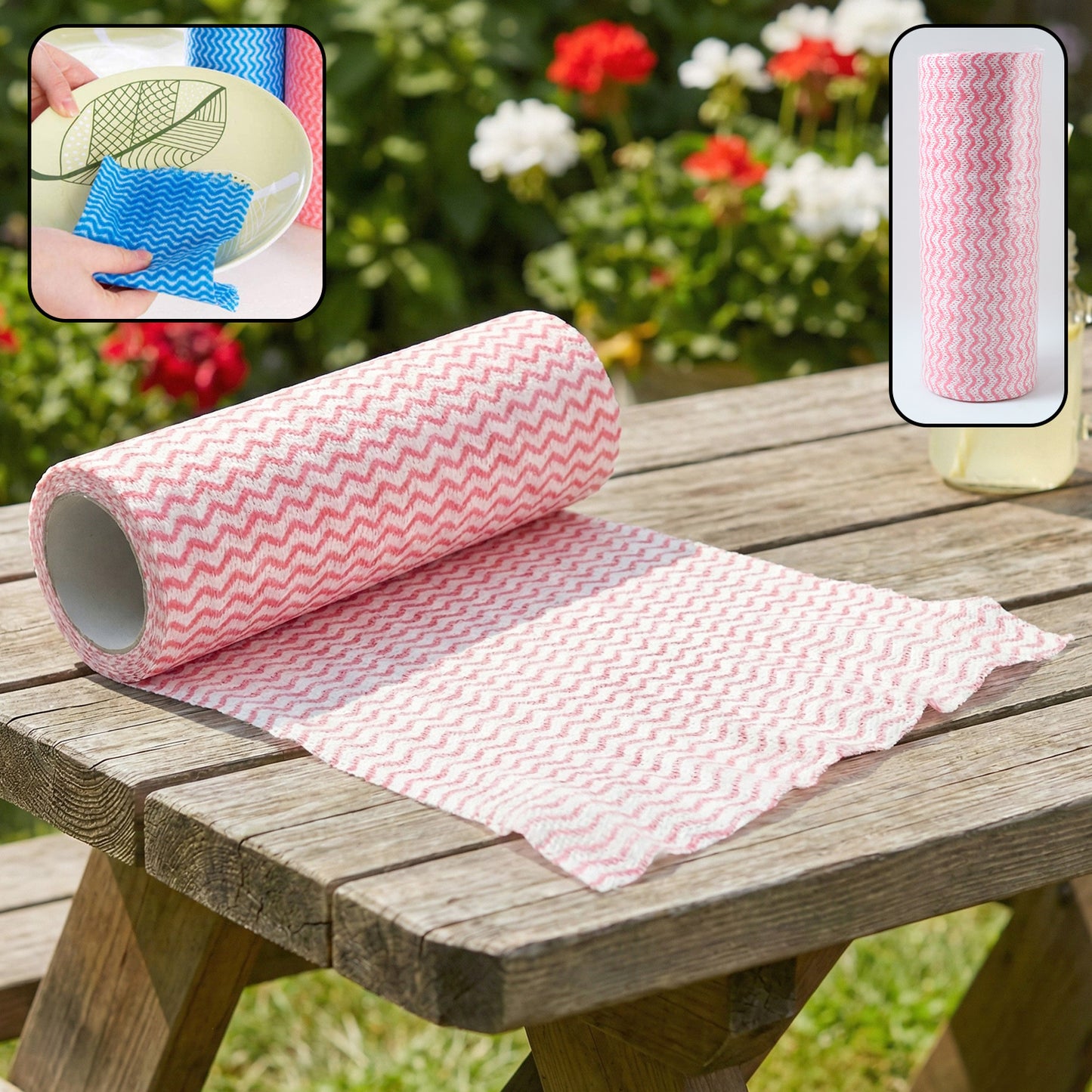 Reusable Kitchen Cleaning Cloth Roll - Absorbent & Washable Wipes (1 Roll) - Happy Price - Image 2