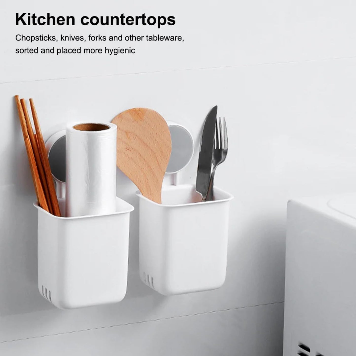 Wall Mounted Bathroom Organizer Cups - 2 Pc Set - Happy Price - Image 3
