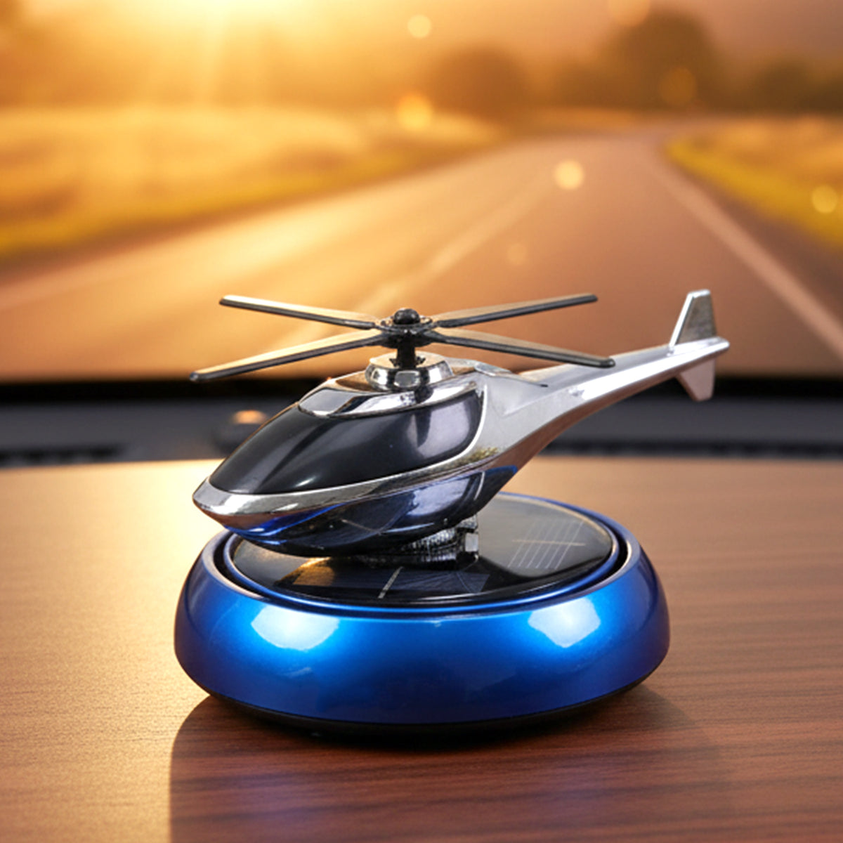 Solar Powered Rotating Helicopter Car Dashboard Air Freshener & Decor - Happy Price - Image 2
