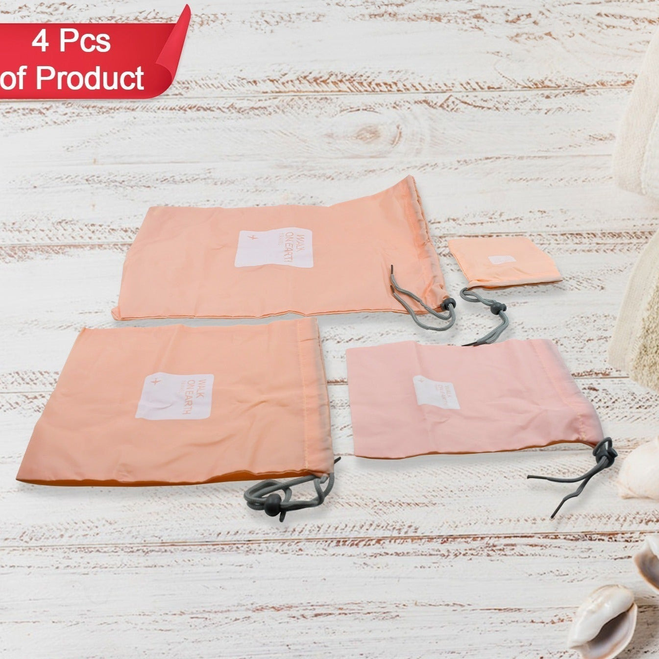 Travel Storage Bag Waterproof Nylon Drawstring Pouch Men And Women Folding Clothes Classified Organizers Packing Shoes Luggage Bags (4 Pc Set) - Happy Price - Image 1