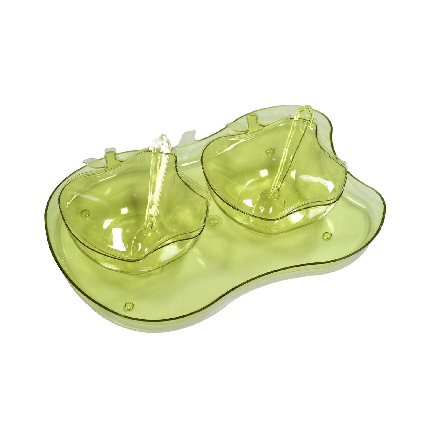 Apple Shape 2piece Serving Set Of Bowl With Spoon Tray. Dinnerware Serving Snacks Pickle - Happy Price - Image 2