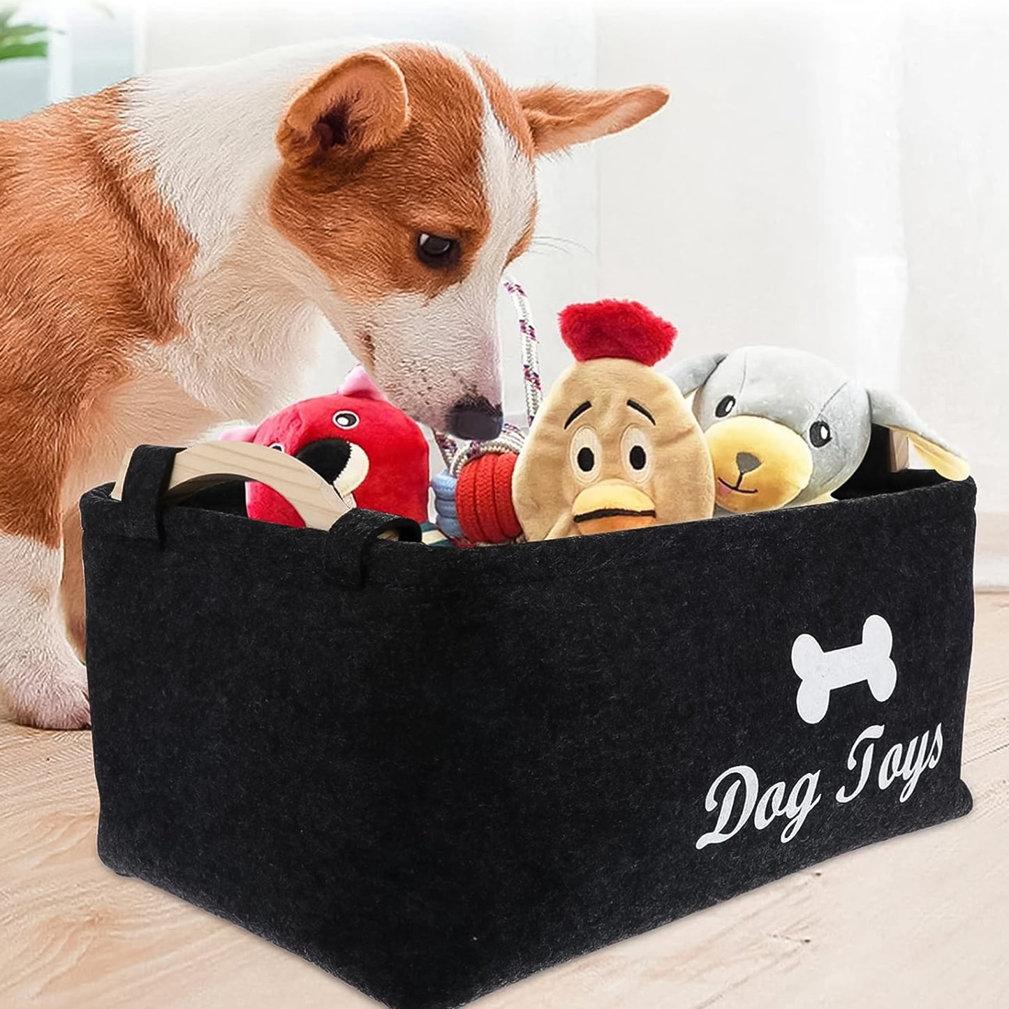 Felt Pet Toy Storage Basket Organizer - 39x29x17 cm, 1 Pc - Happy Price - Image 5
