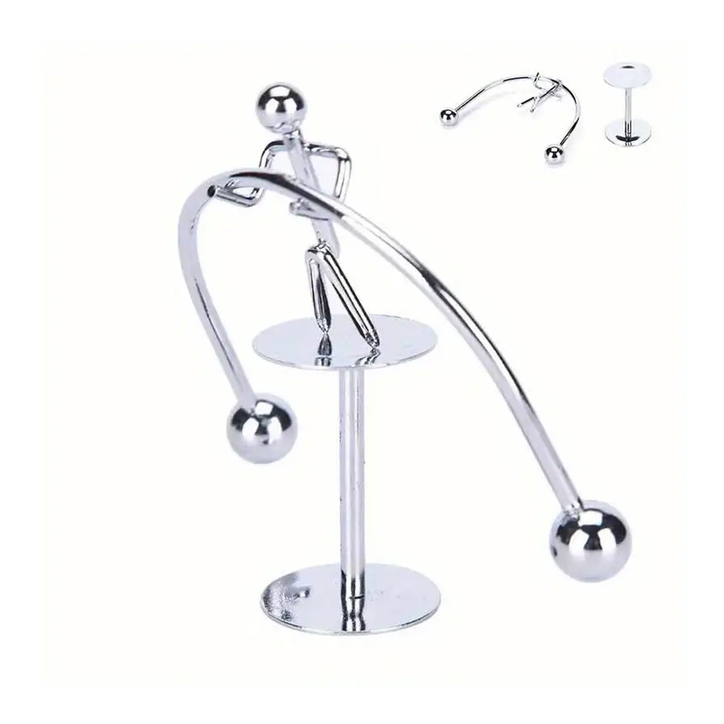 Mini Steel Balance Toy Small Weightlifter Mold Desk Decor Metal Craft Perpetual Balance Art Education Motion Toy Figurine Home Office Decoration Birthday Gift (1 Pc) - Happy Price - Image 3