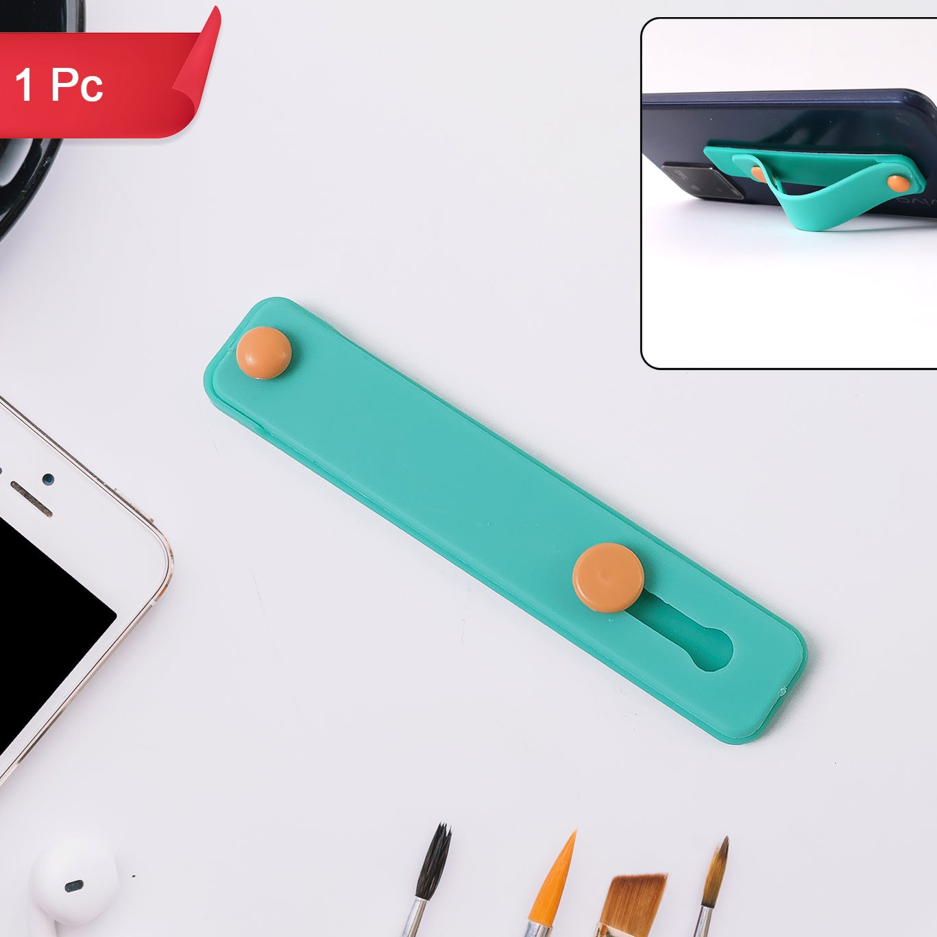Teal Green Phone Loop Finger Holder Phone Grip Straps Silicone Phone Finger Strap (1 Pc) - Happy Price - Image 1