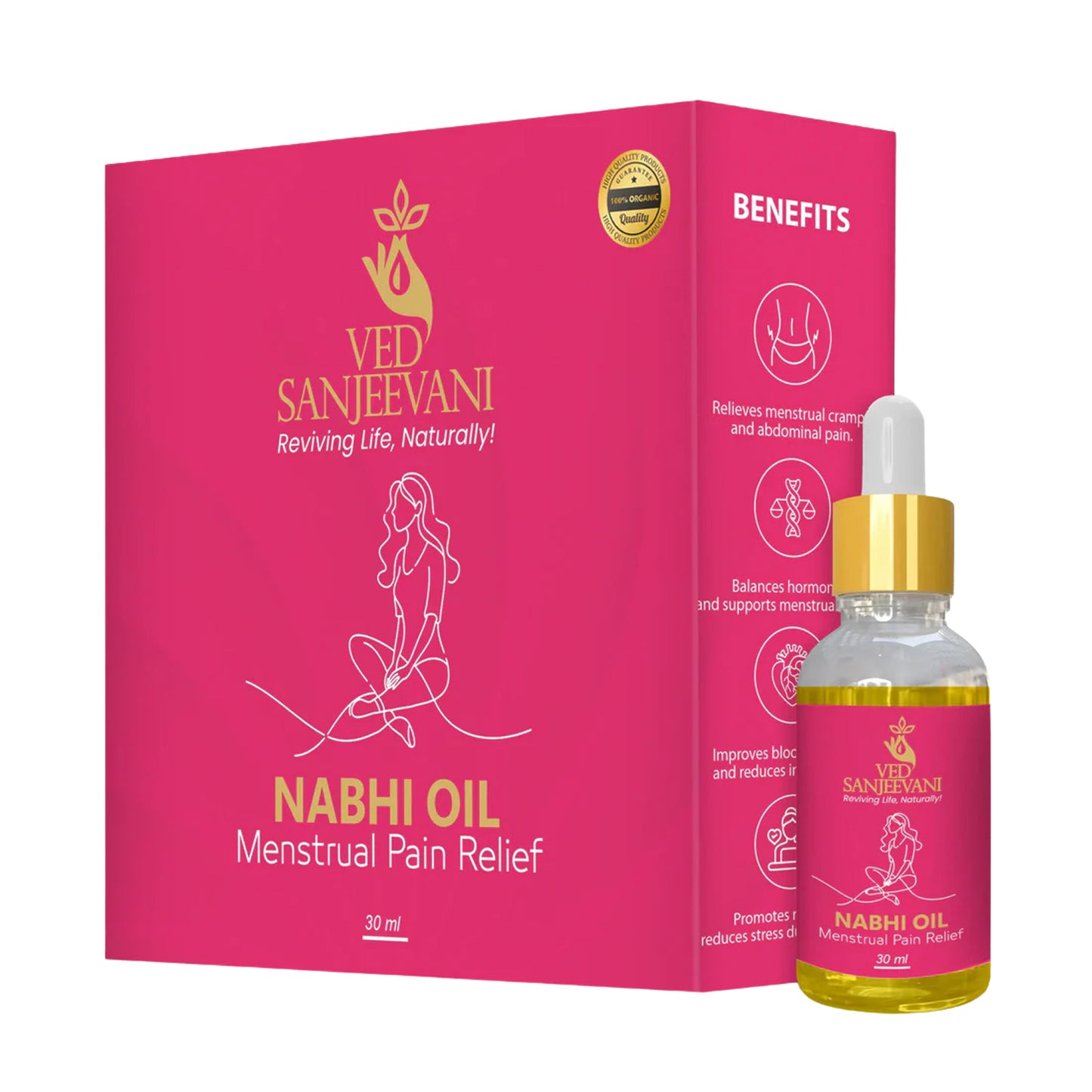 Ved Sanjeevani Nabhi Oil For Menstrual Pain Relief (30ml 1 Pc) - Happy Price - Image 2