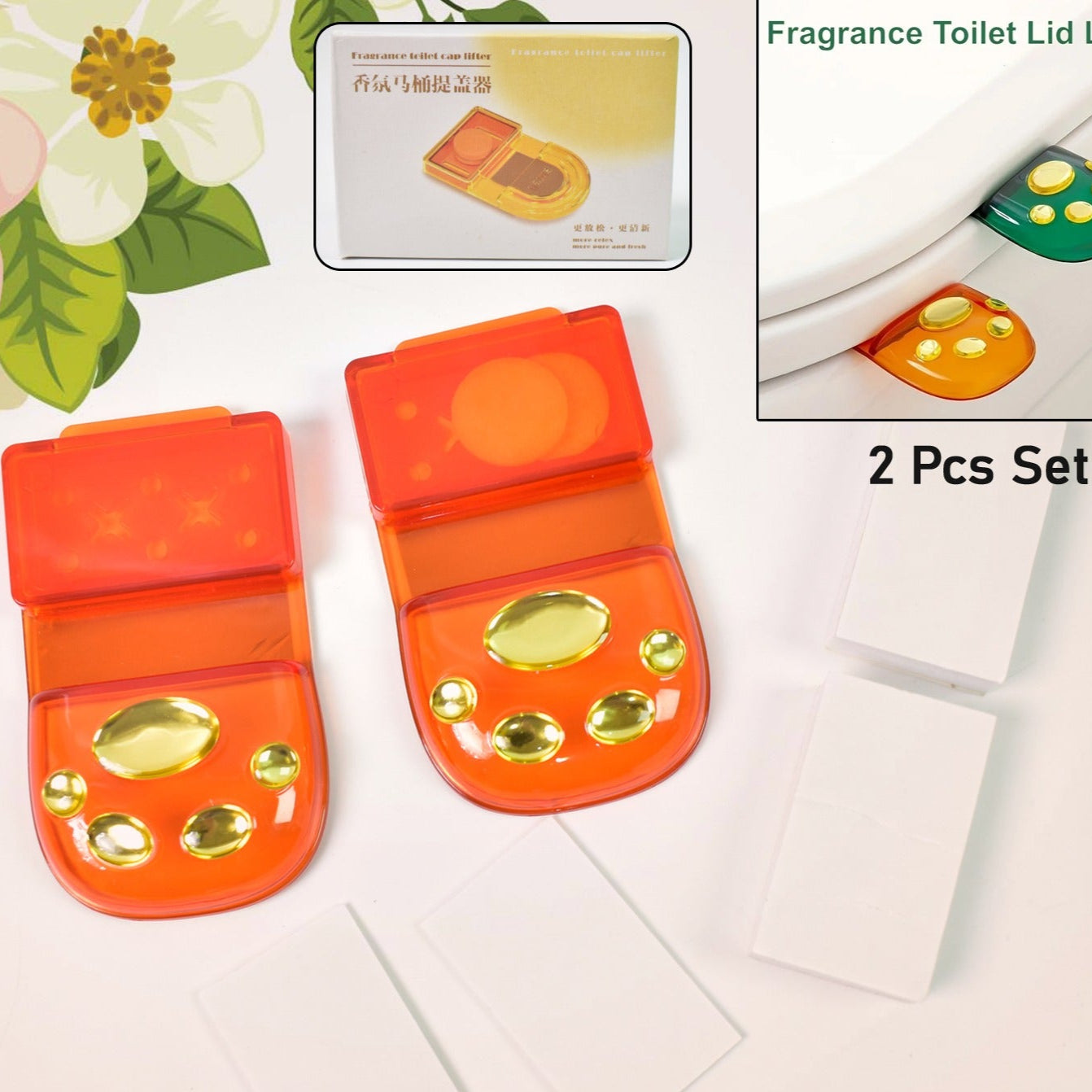 Fragrance Toilet Cap Lid Lifter Toilet Seat Cover (2 Pc Set) - Happy Price - Image 1