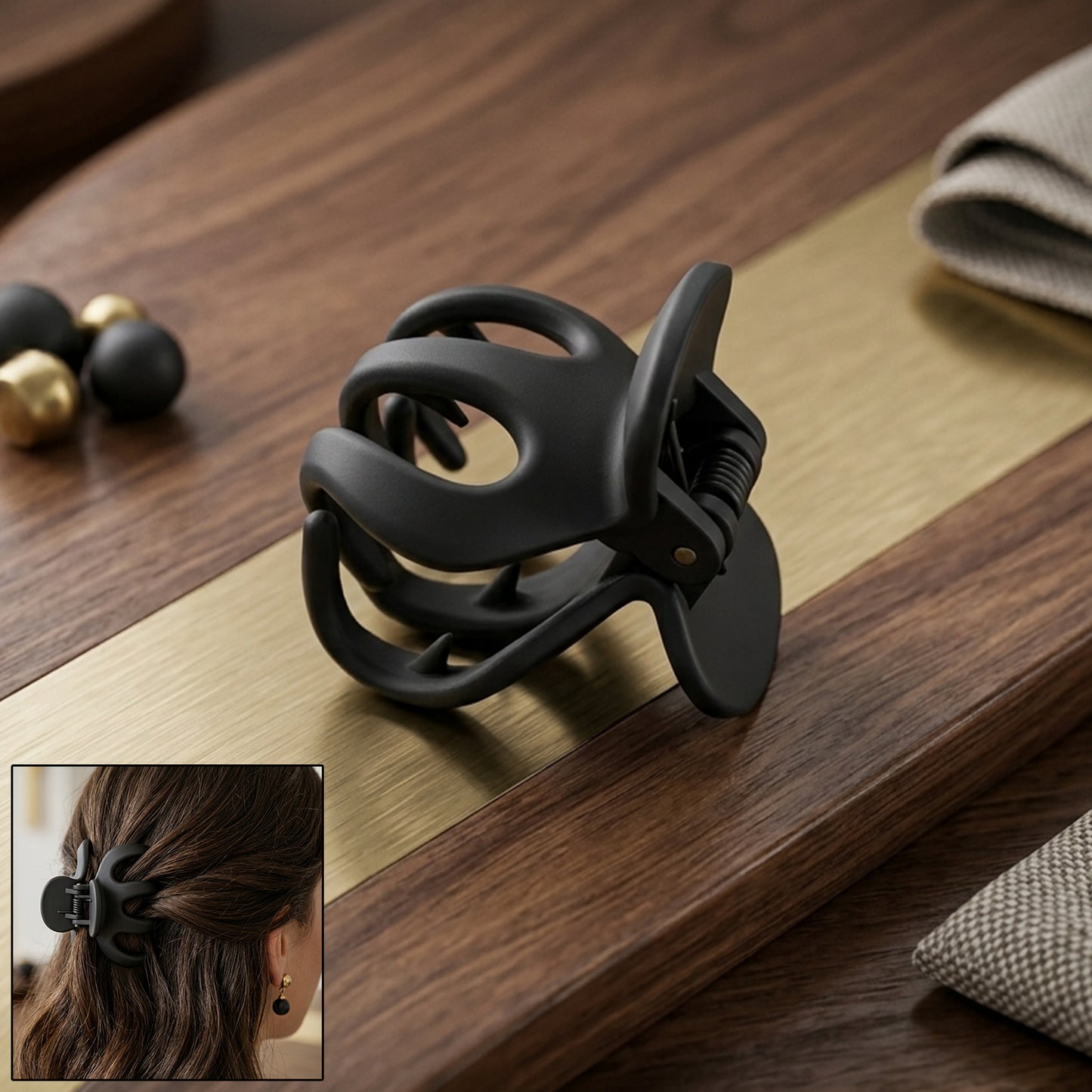 Matte Finish Hair Claw Clip (1 Pc) - Strong Grip Styling Accessory - Happy Price - Image 2