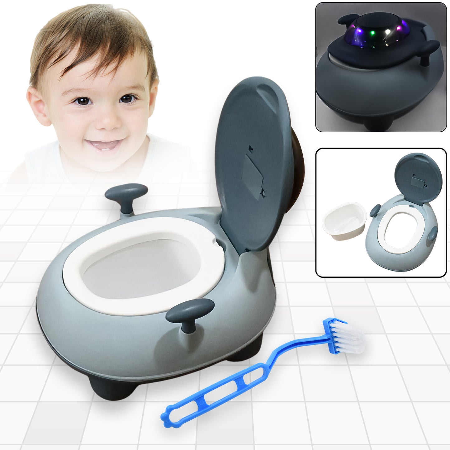 Baby Portable Lighting Music Toilet Baby Potty Training Seat Baby Potty Chair For Toddler Boys Girls Potty Seat For 1+ Year Child - Happy Price - Image 2