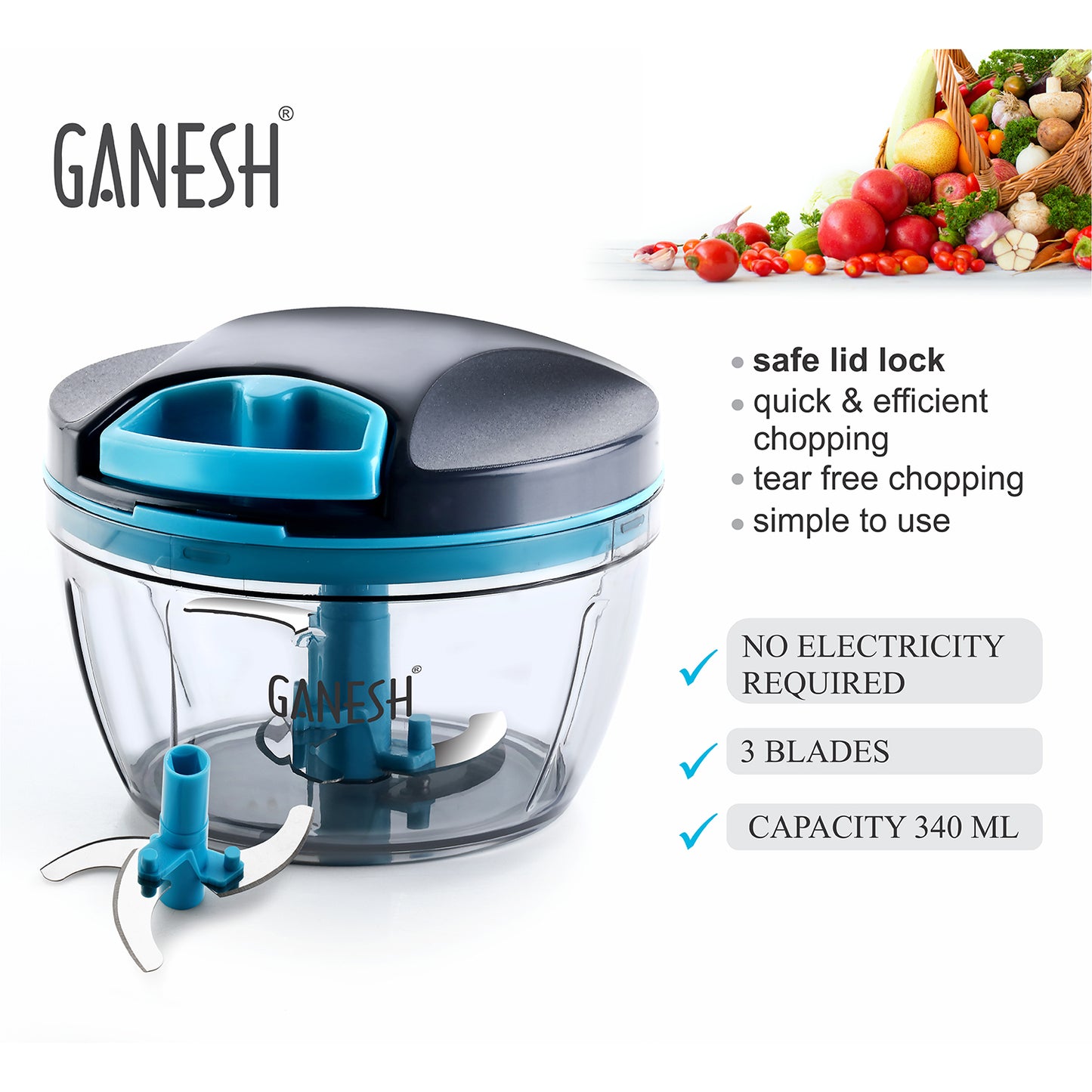 Ganesh Wonder Chopper Grey (470ml) - Happy Price - Image 2