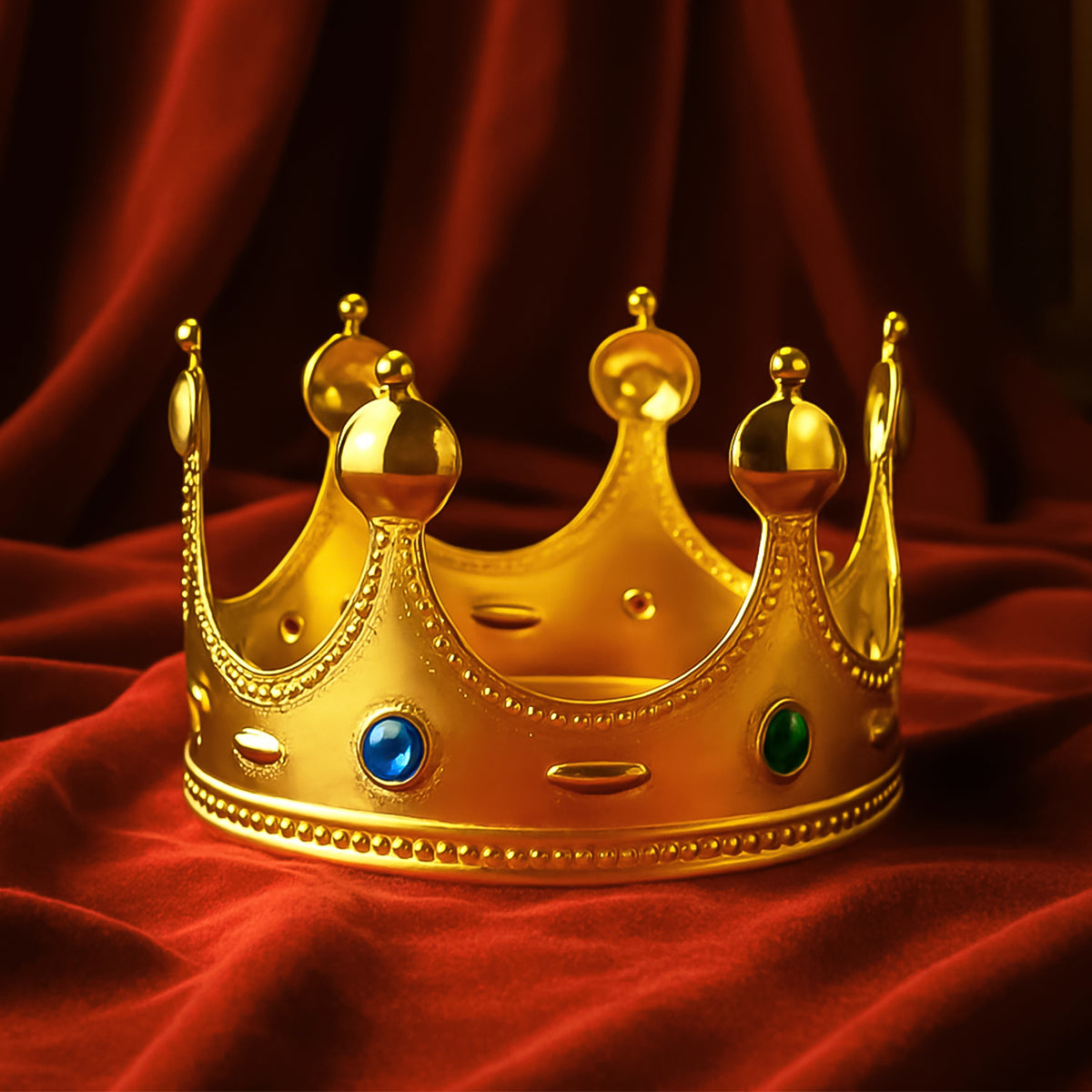 Golden Royal Crown With Colored Gems (1 Pc) - Happy Price - Image 2