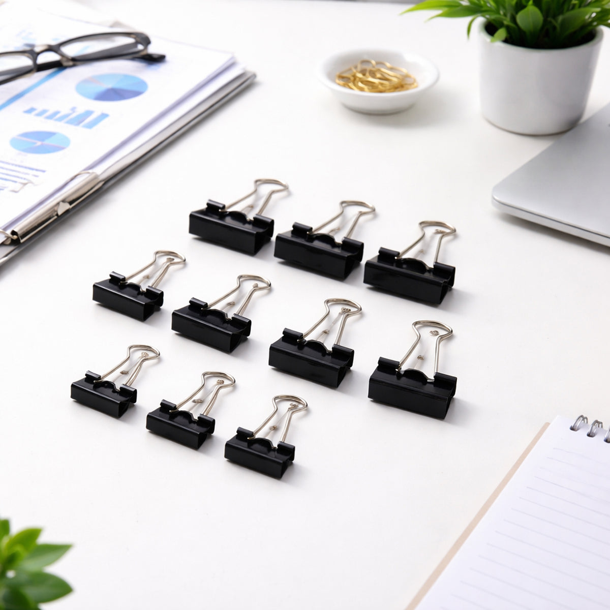 Strong Black Binder Clips - Pack of 10 for Secure Paper Management - Happy Price - Image 2