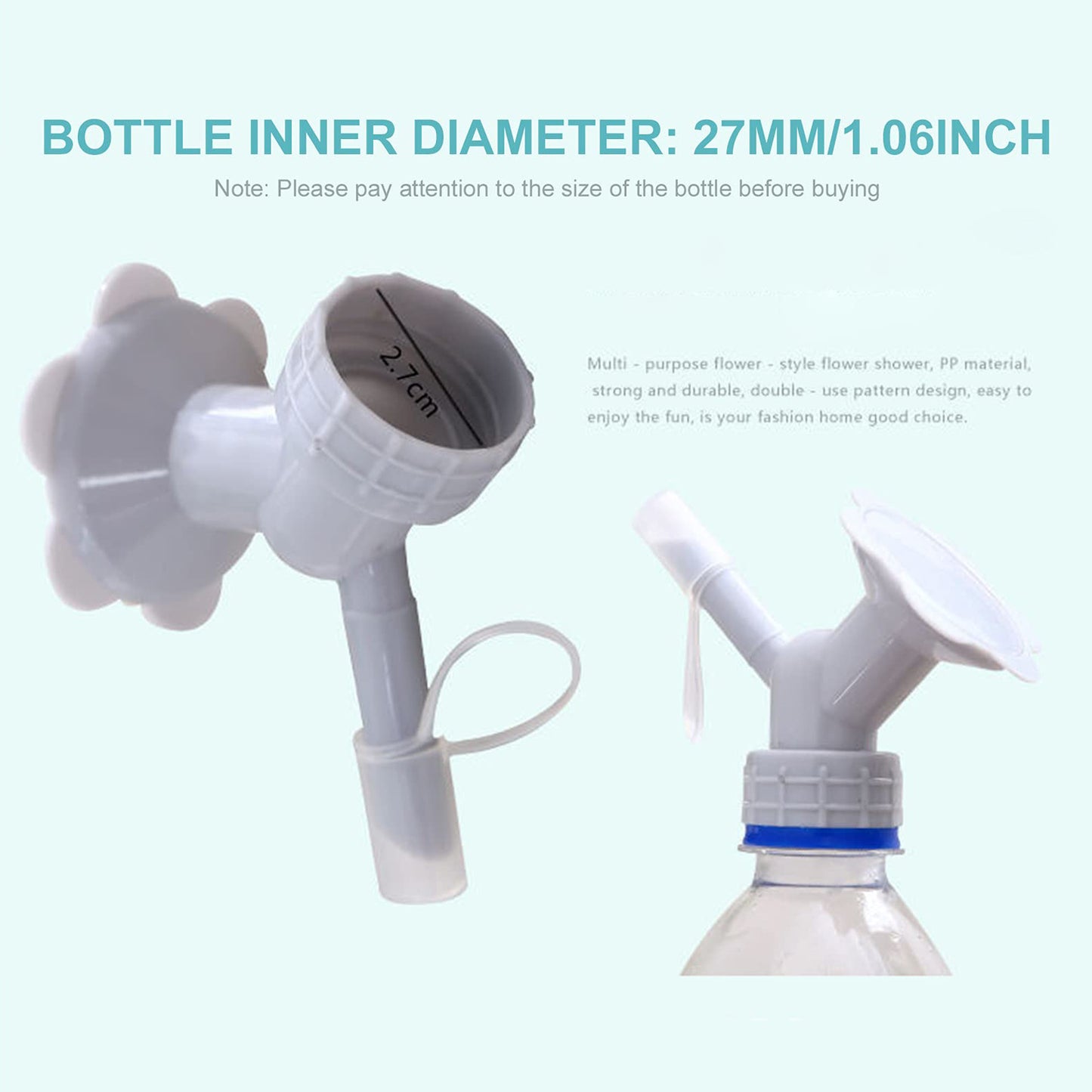 2 In 1 Bottle Cap Sprinkler Dual Head Bottle Watering Spout Double Ended Bottle Watering Nozzle Watering Can Nozzle For Indoor Seedlings Plant Garden Tool - Happy Price - Image 4