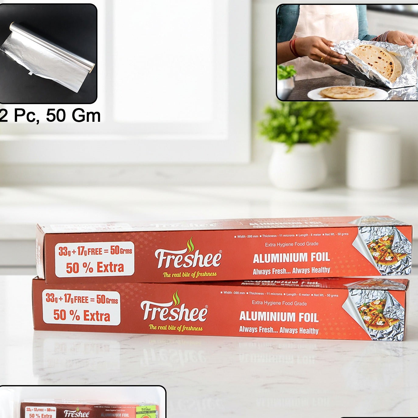 HappyPrice Aluminium Foil Twin Pack - 2 Rolls x 50g Each for Kitchen Use - Happy Price - Image 1