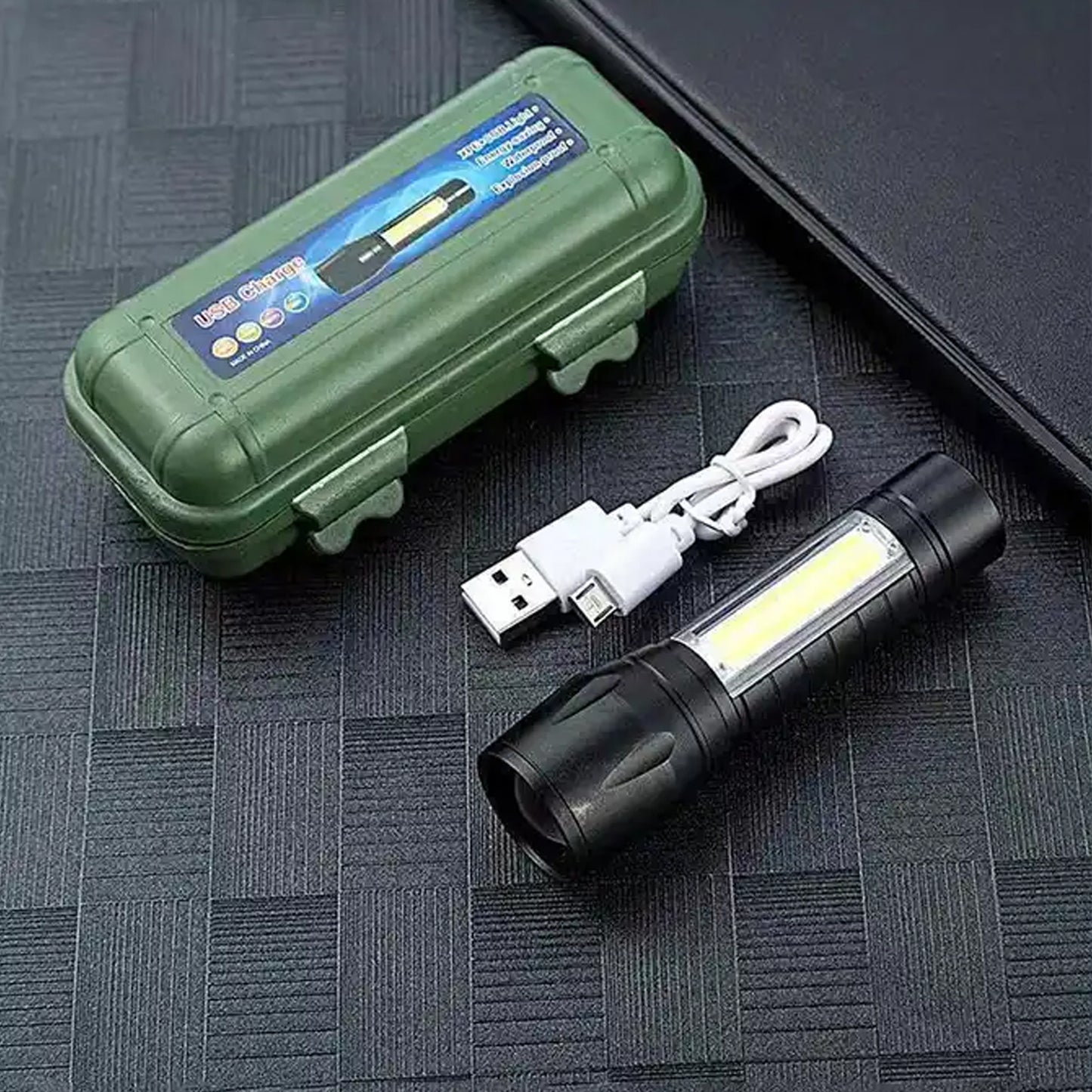 Led Flashlight Rechargeable Usb Mini Torch Ultra Brightest Zoom Flash Light Handheld Pocket Compact Portable Tiny Lamp With Cob Side Lantern High Power Tactical Travel Emergency Flashlights - Happy Price - Image 2