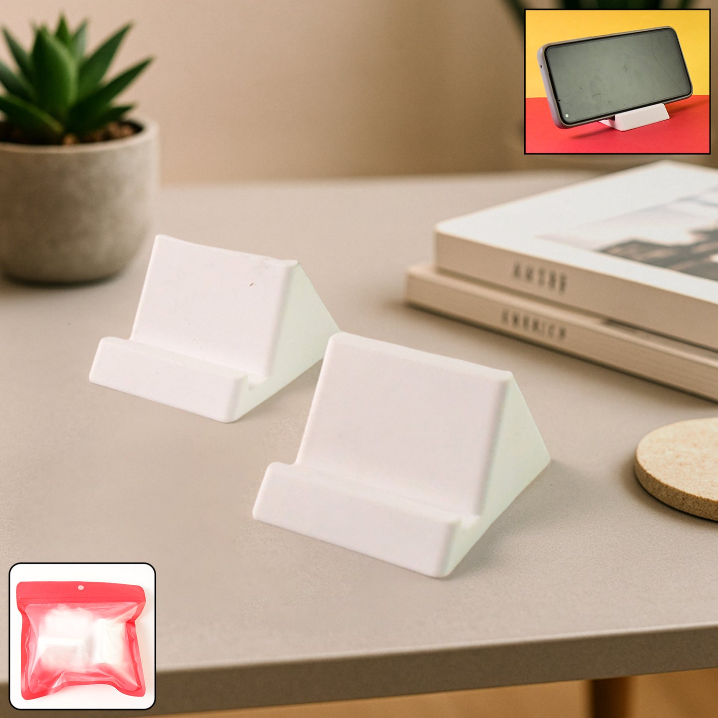 Compact Plastic Mobile Phone Holder Stand (2 Pc Mix Color) - Happy Price - Image 6