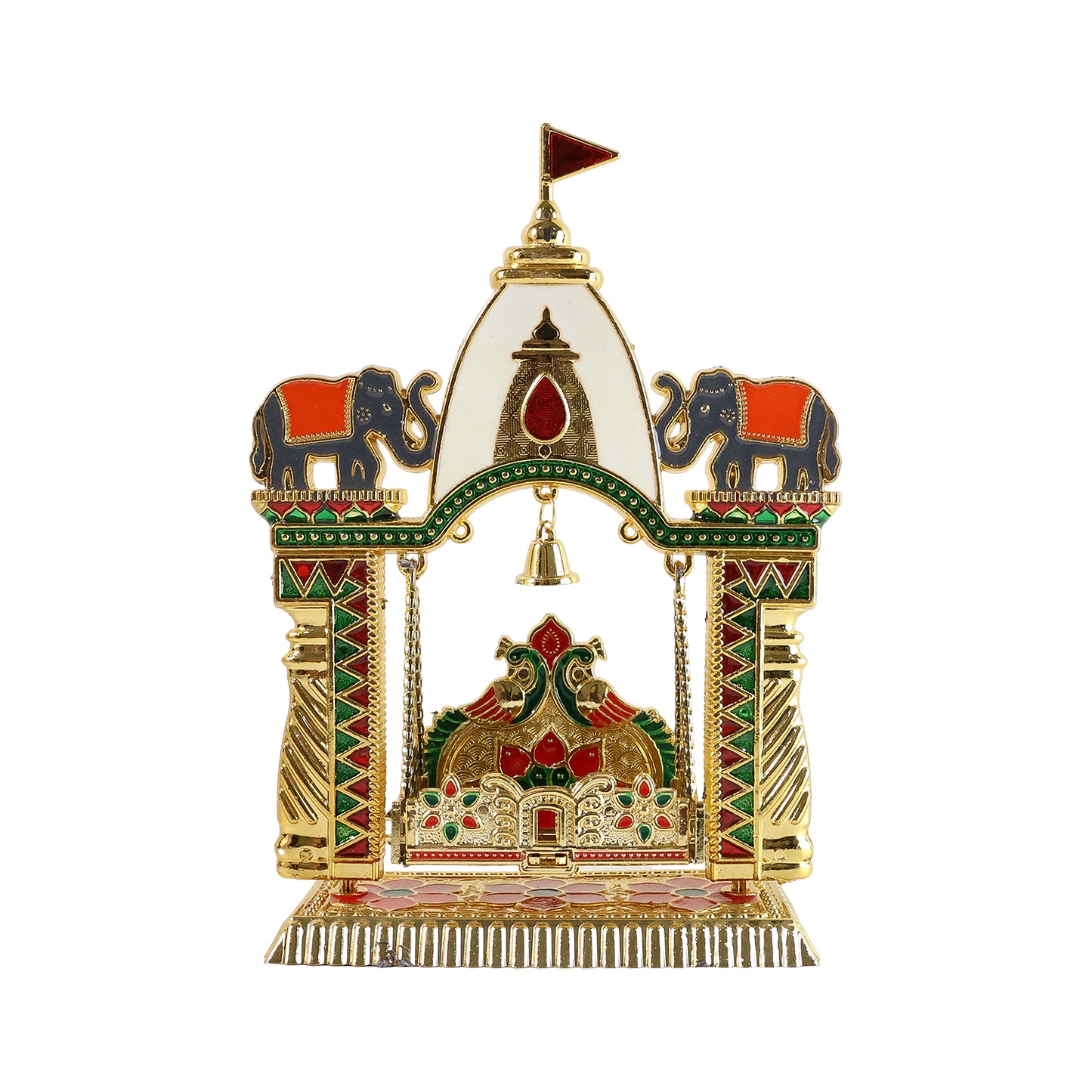 Decorative Pooja Jhula Mandir 1 Pc with Elephant Motifs & Hanging Bell - Great Price - Image 5