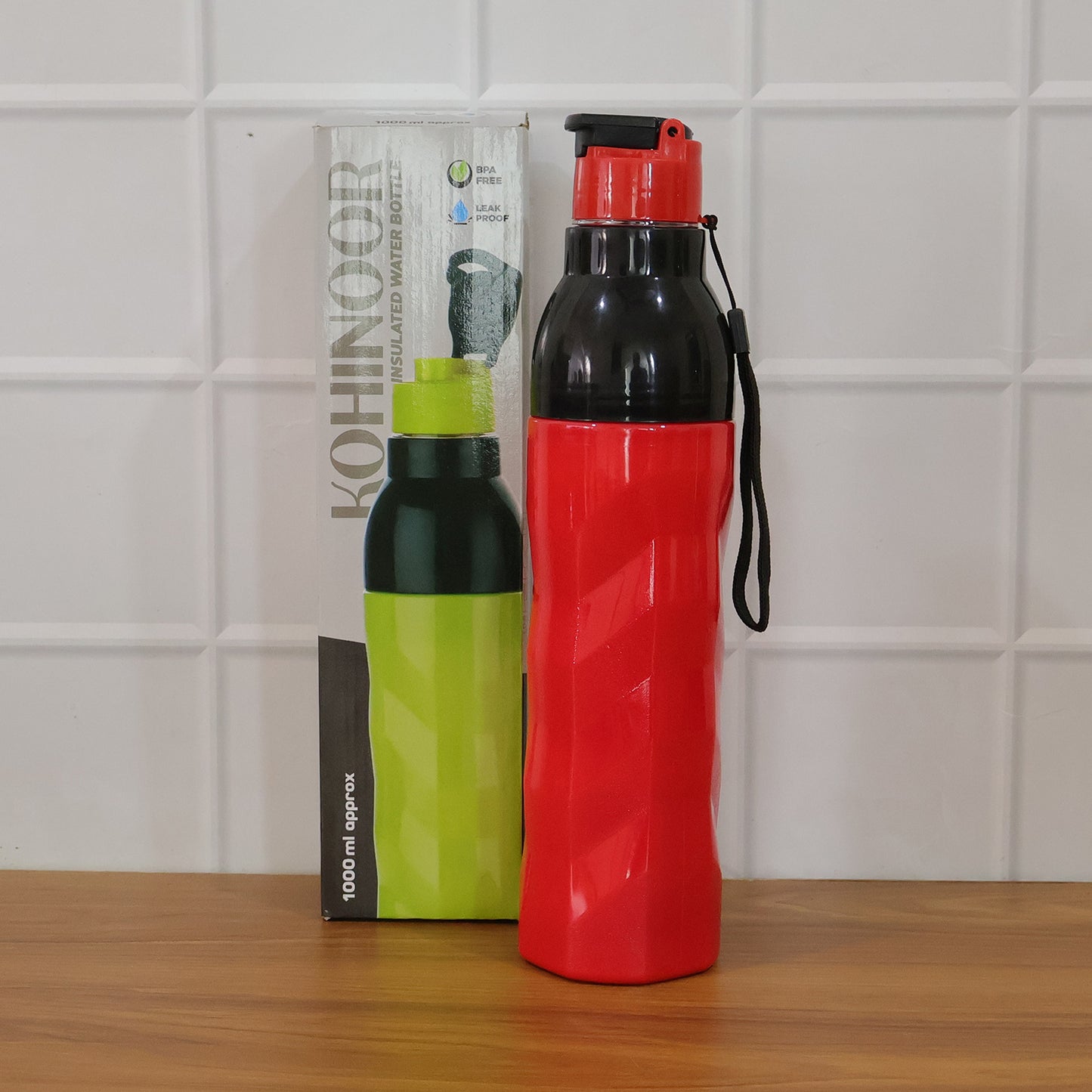 1000 ML Plastic Sports Water Bottle with Flip Lid and Strap (1 Pc) - Happy Price - Image 7