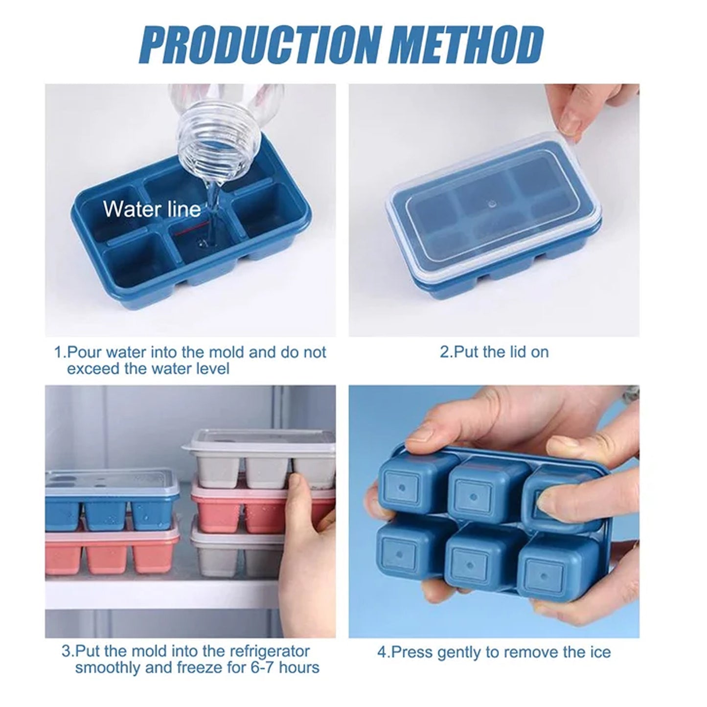6 Cavity Silicone Ice Cube Tray for Home Kitchen - Happy Price - Image 6