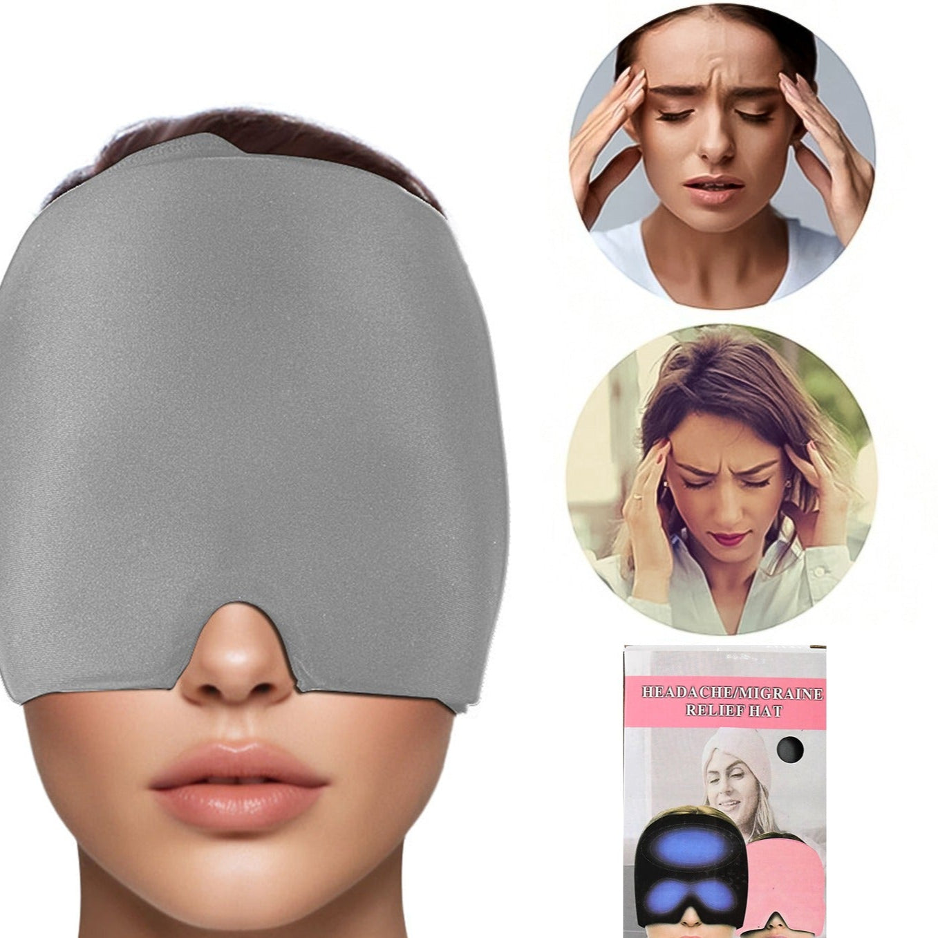 Headache Relief Hat Migraine Cap (1 Pc Grey Color) - Happy Price - Image 1