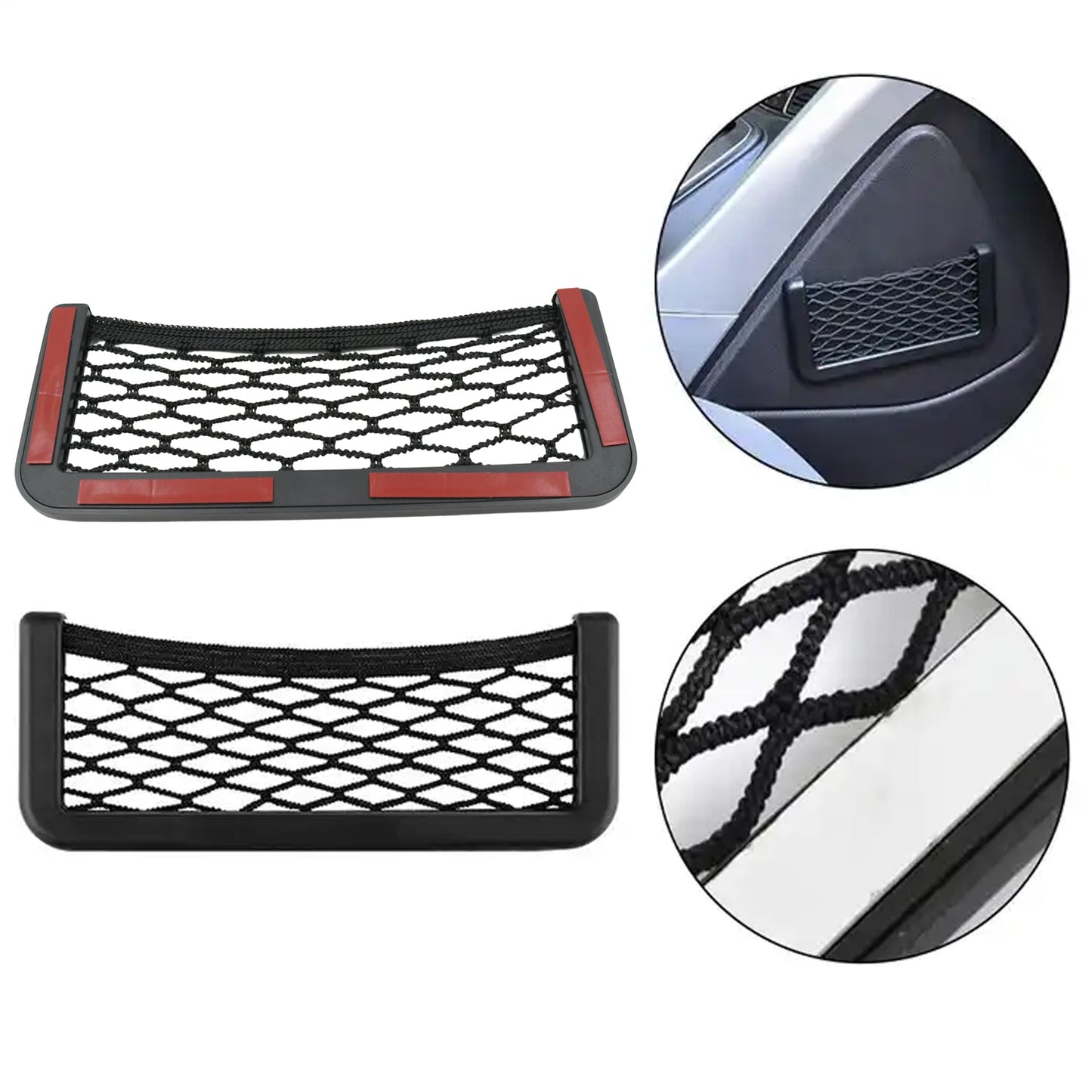 Car Storage Organize Car String Bag Car Seat Side Storage Net Bag Mesh Pocket Organizer Stick-on For Purse Bag Phone - Happy Price - Image 6