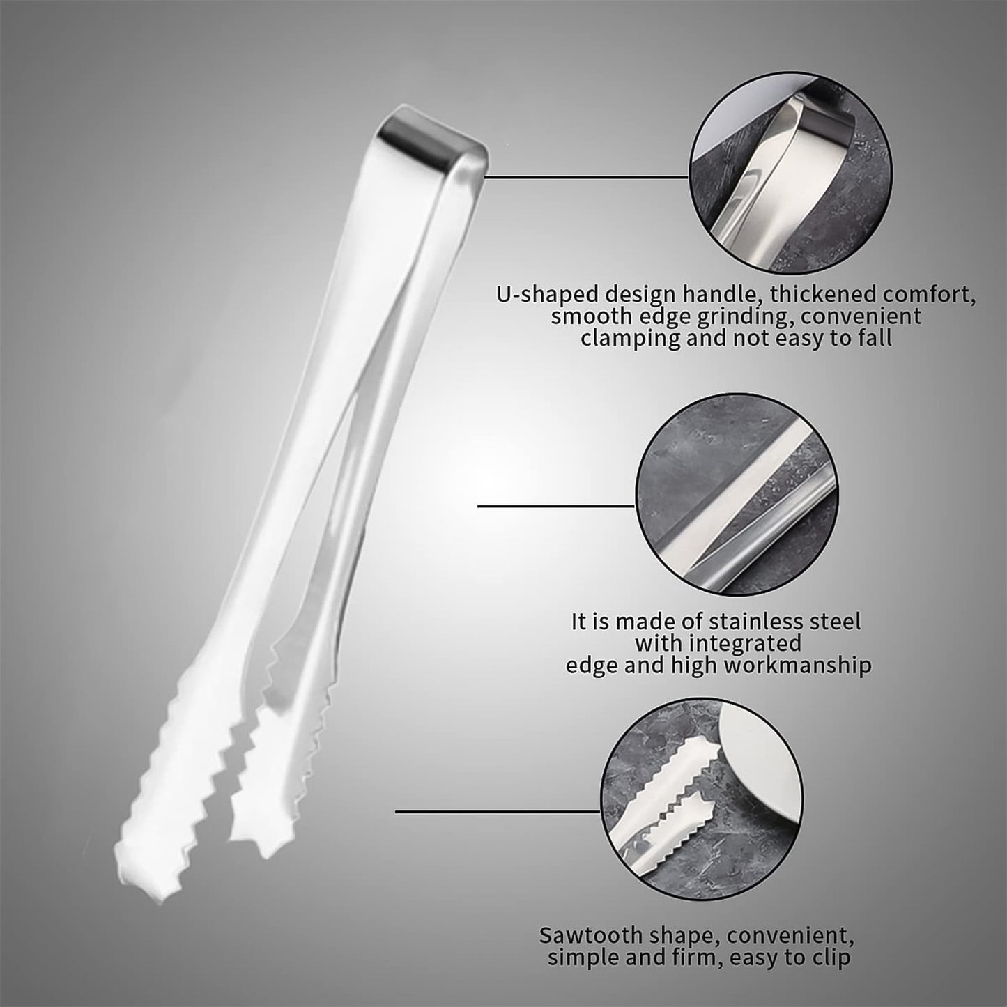 Stainless Steel Tong For Lifting Ice Cubes Sugar Cubes Serving Tongs (13 Cm 1 Pc) - Happy Price - Image 2