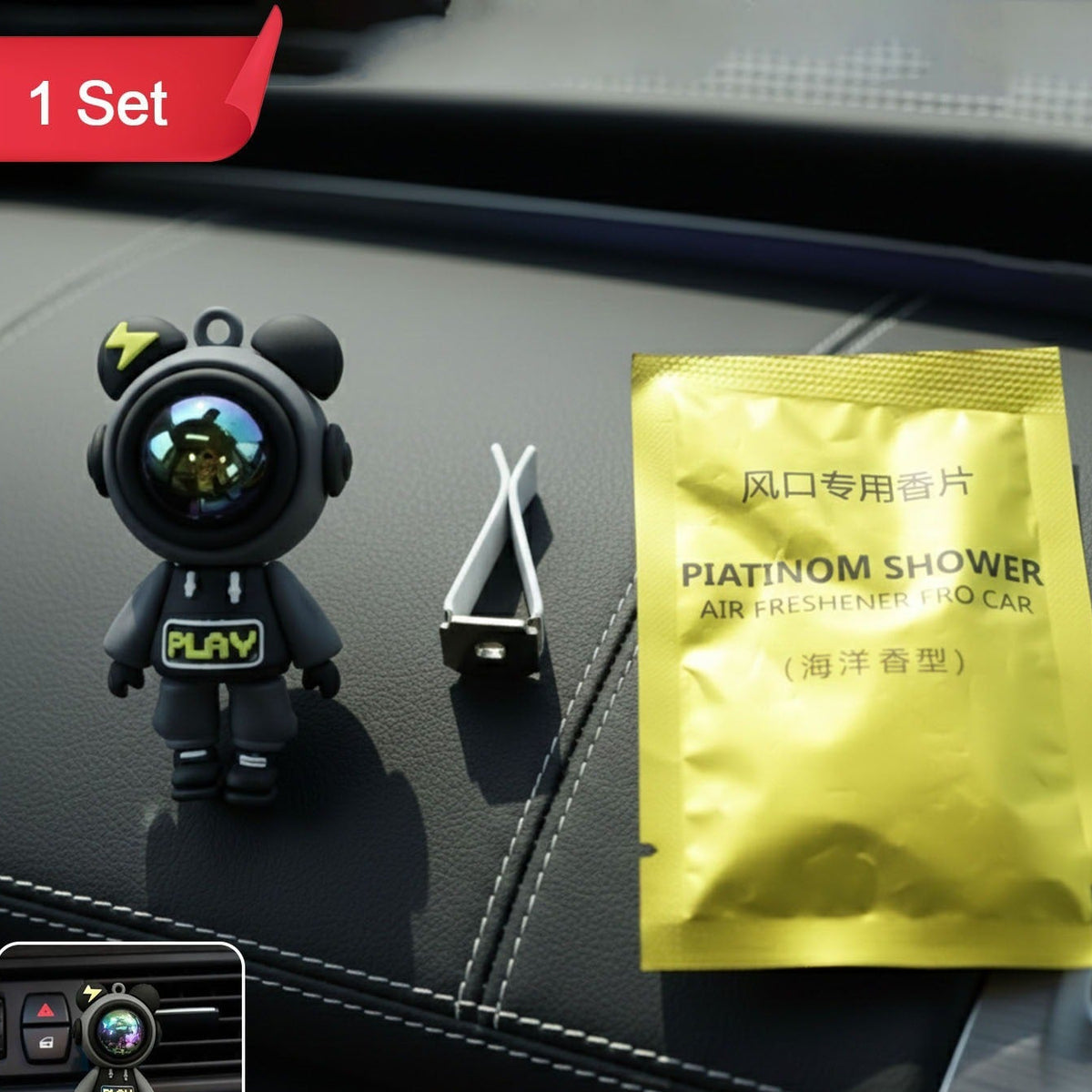 Astronaut Car Air Freshener with Vent Clip - 1 Set - Happy Price - Image 1