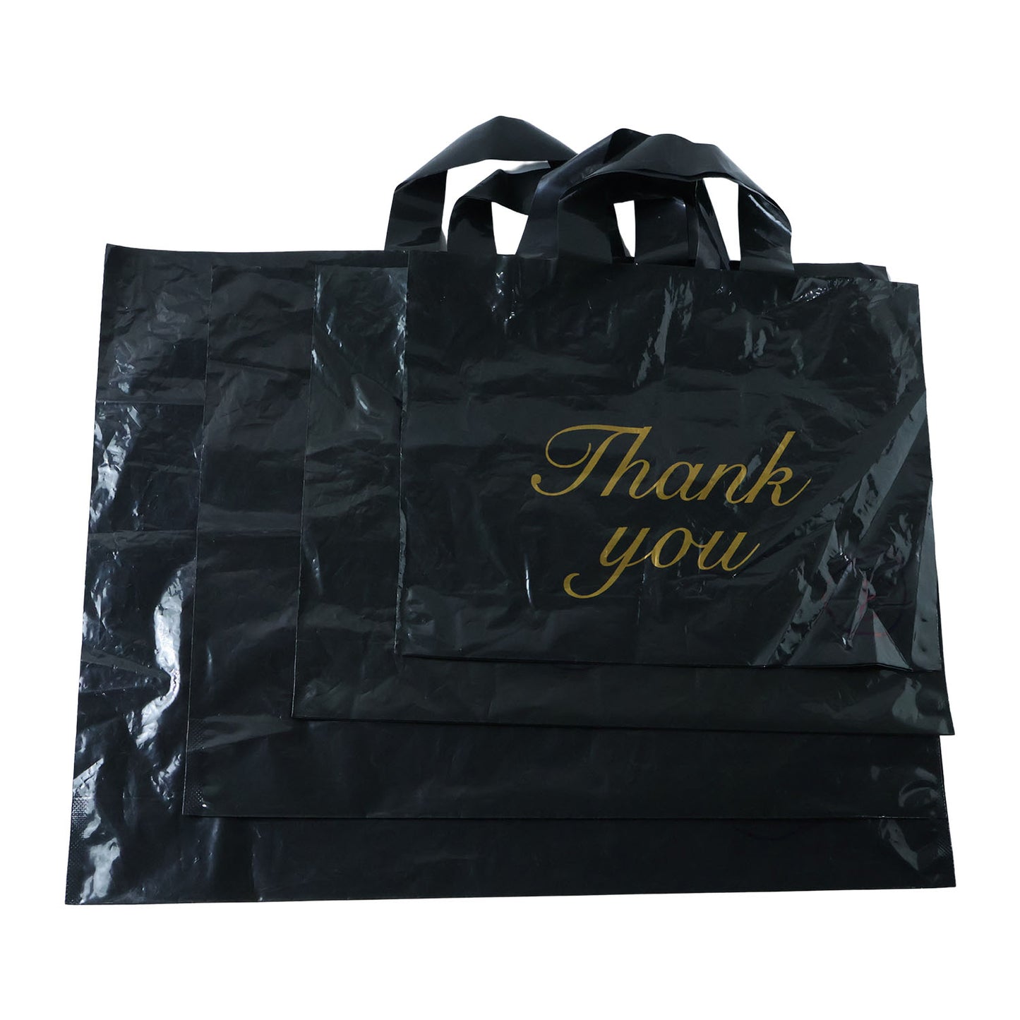 Black Thank You Printed Carry Bags - Set of 4 Mixed Sizes - Happy Price - Image 4