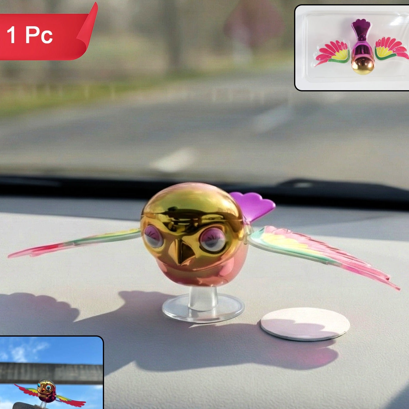 Wind-Activated Flying Bird Dashboard Decor (1 Pc) - Happy Price - Image 1
