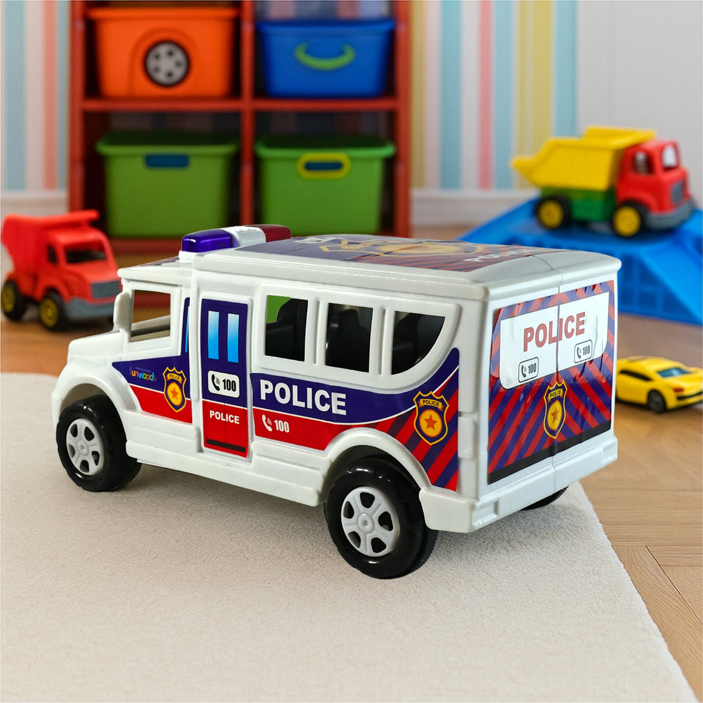 Friction Powered Police Van Toy for Kids - Push and Go Vehicle (1 Pc) - Happy Price - Image 5