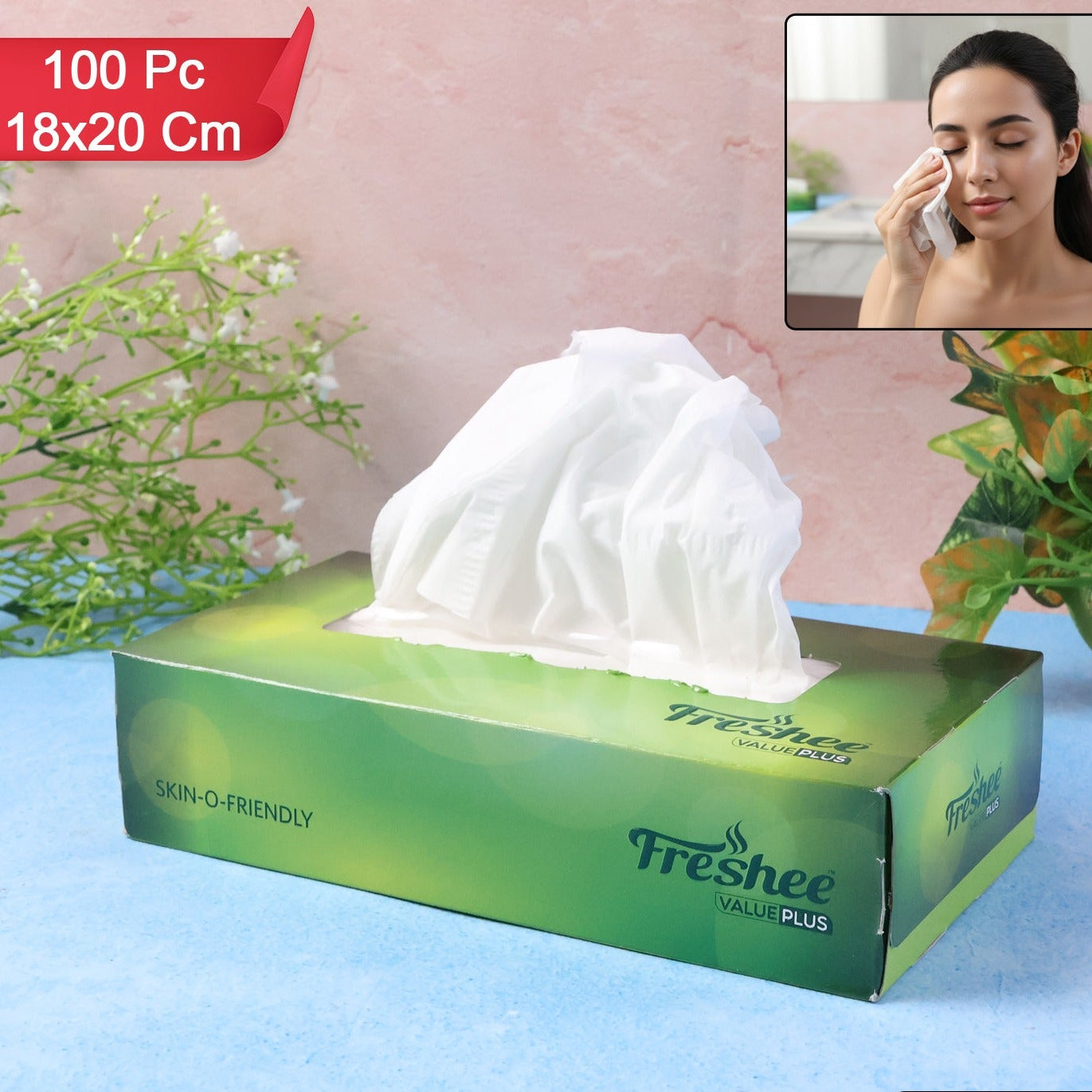 Gentle Facial Tissues - 100 Pcs Box, 18 x 20 cm - Happy Price - Image 1