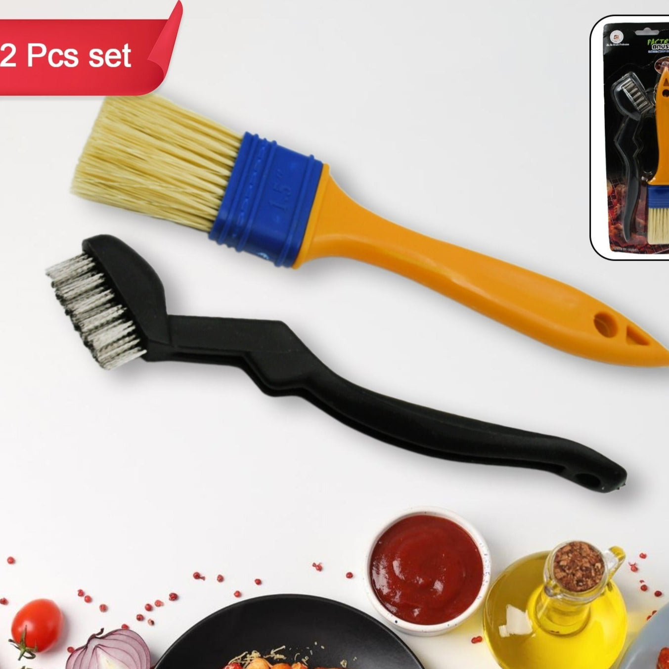 Multifunction Basting Brush For Cooking Pastry Brush Baking Food Butter Brush Dusting Brush For Cooking Grease Brush For Baking Dishwasher Safe Grilling Hairbrush Corn (2 Pcs Set) - Happy Price - Image 1