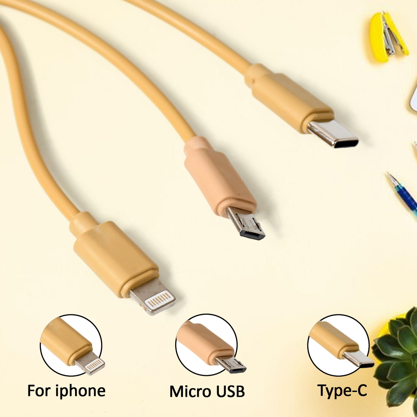 Retractable Charger Charging Cable Micro Usb Cable 3 In 1 Multi Charging Cable Compatible With Phone Type C Micro Android Usb And Other Mobile Devices (1 Pc) - Happy Price - Image 3
