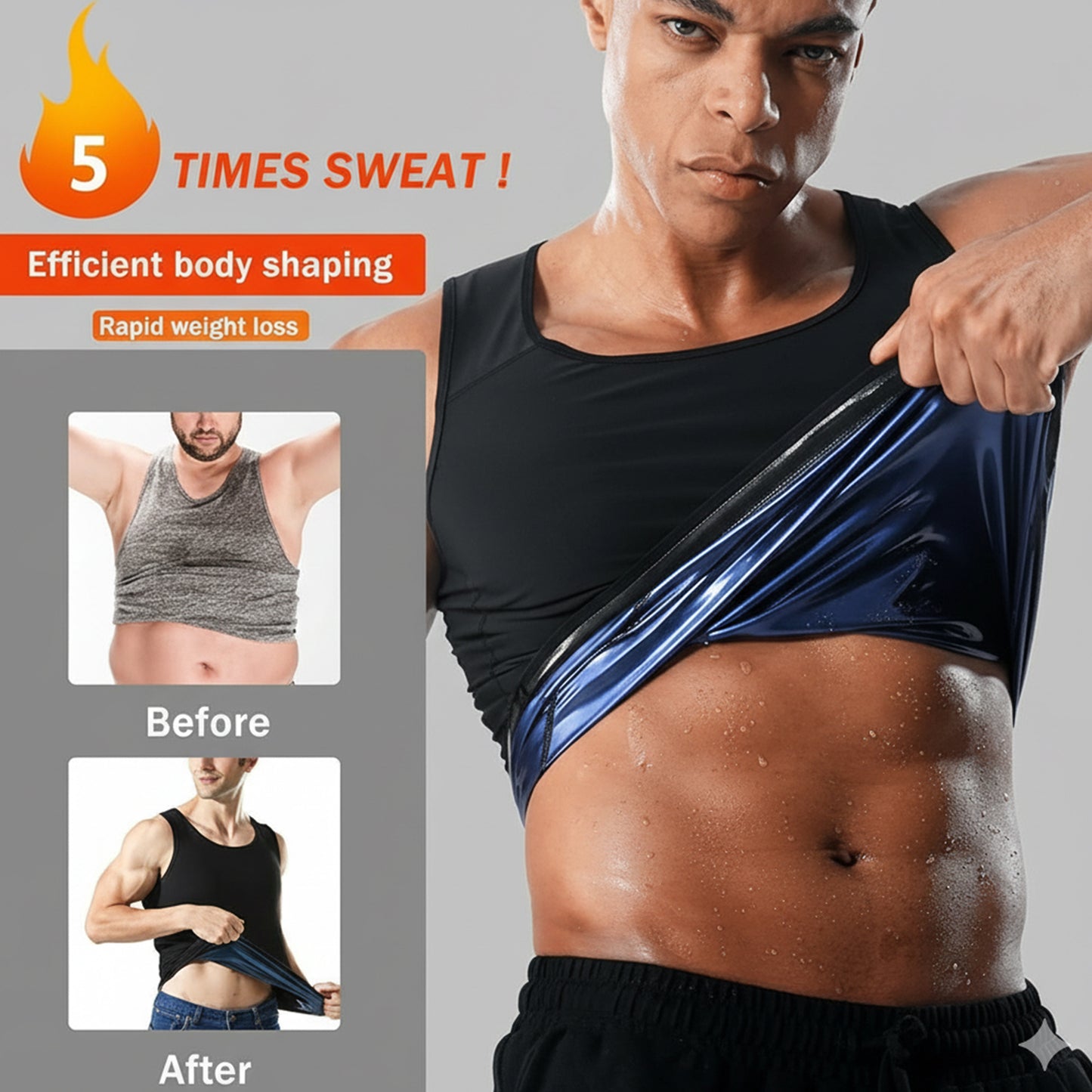 Men's Slim Fit Sweat Shaper Tank Top (L/XL Size, 1 Pc) - Happy Price - Image 2