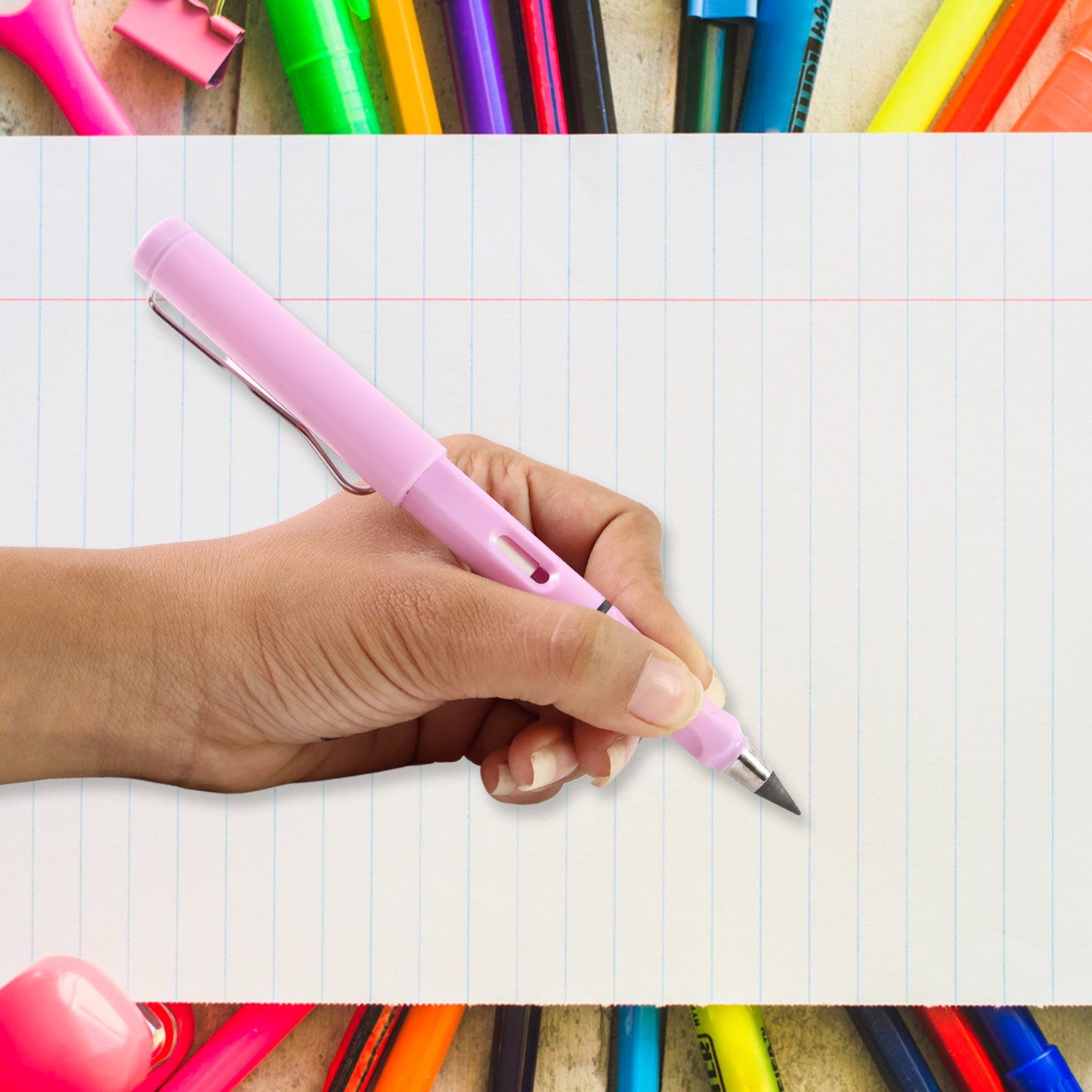 Pink 2-in-1 Everlasting Magic Pencil With Replaceable Eraser Inkless Reusable Portable - Happy Price - Image 6